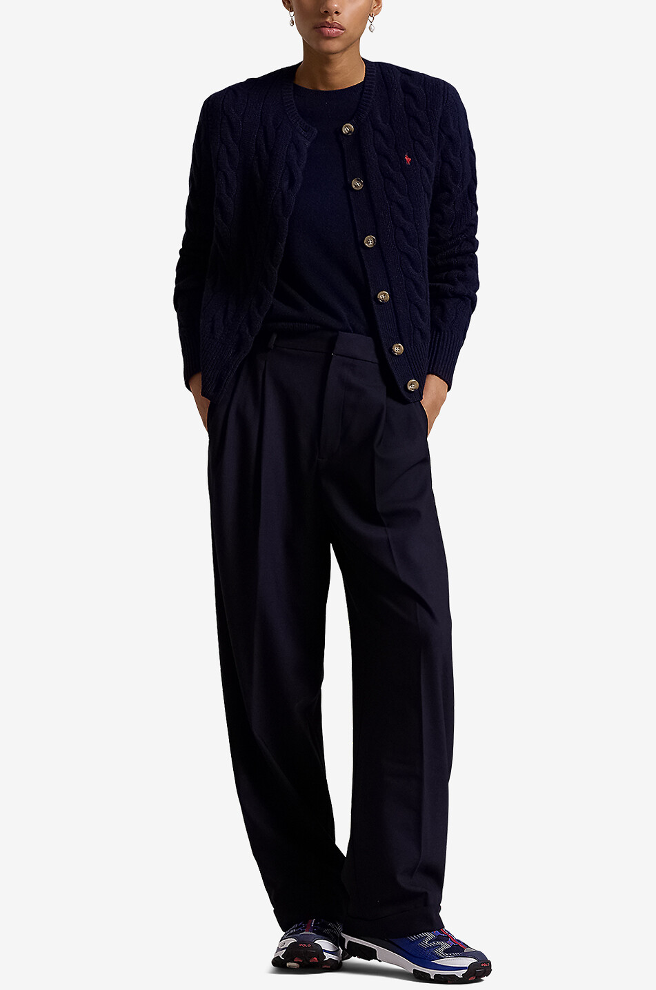 POLO RALPH LAUREN Cardigan en laine et cachemire torsadé Femme BLEU FONCE 4
