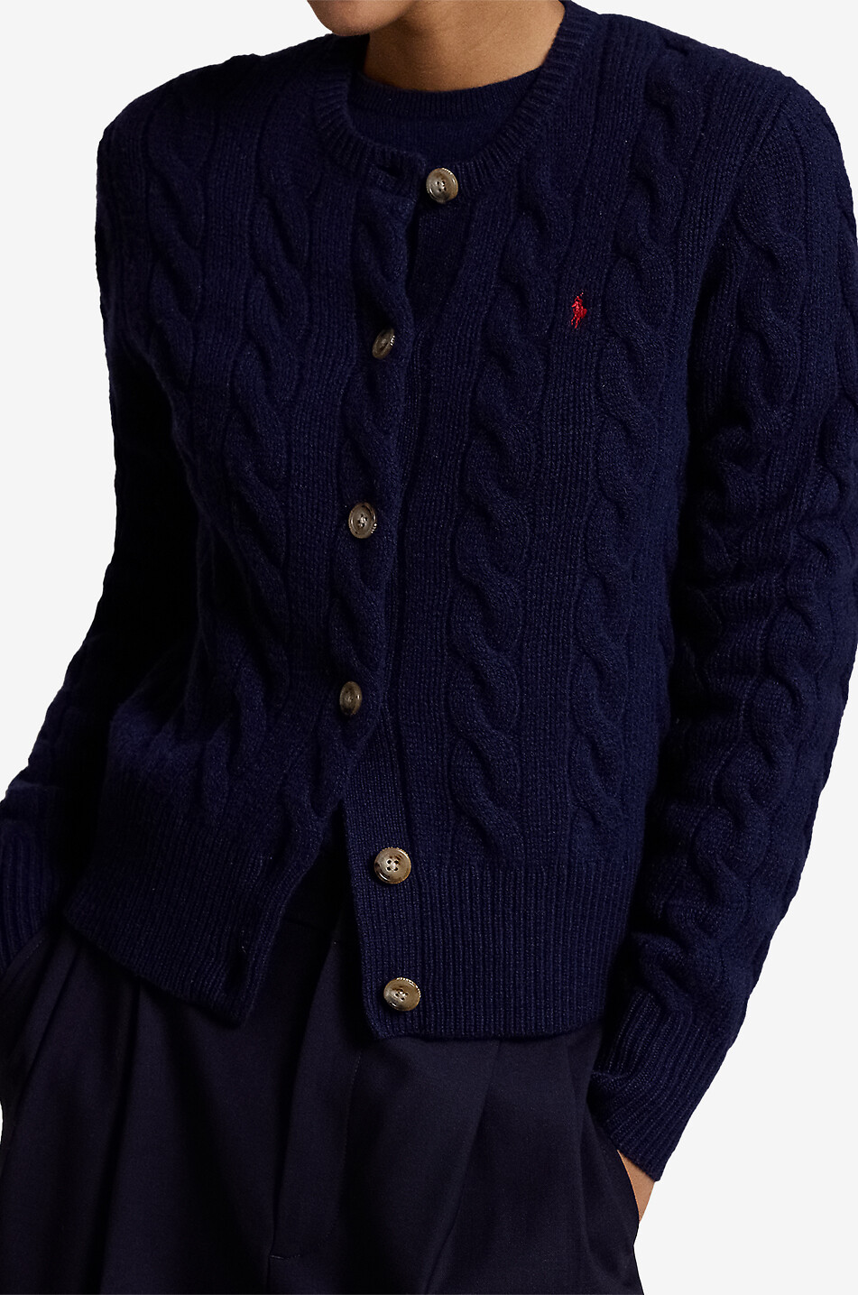 POLO RALPH LAUREN Cardigan en laine et cachemire torsadé Femme BLEU FONCE 5