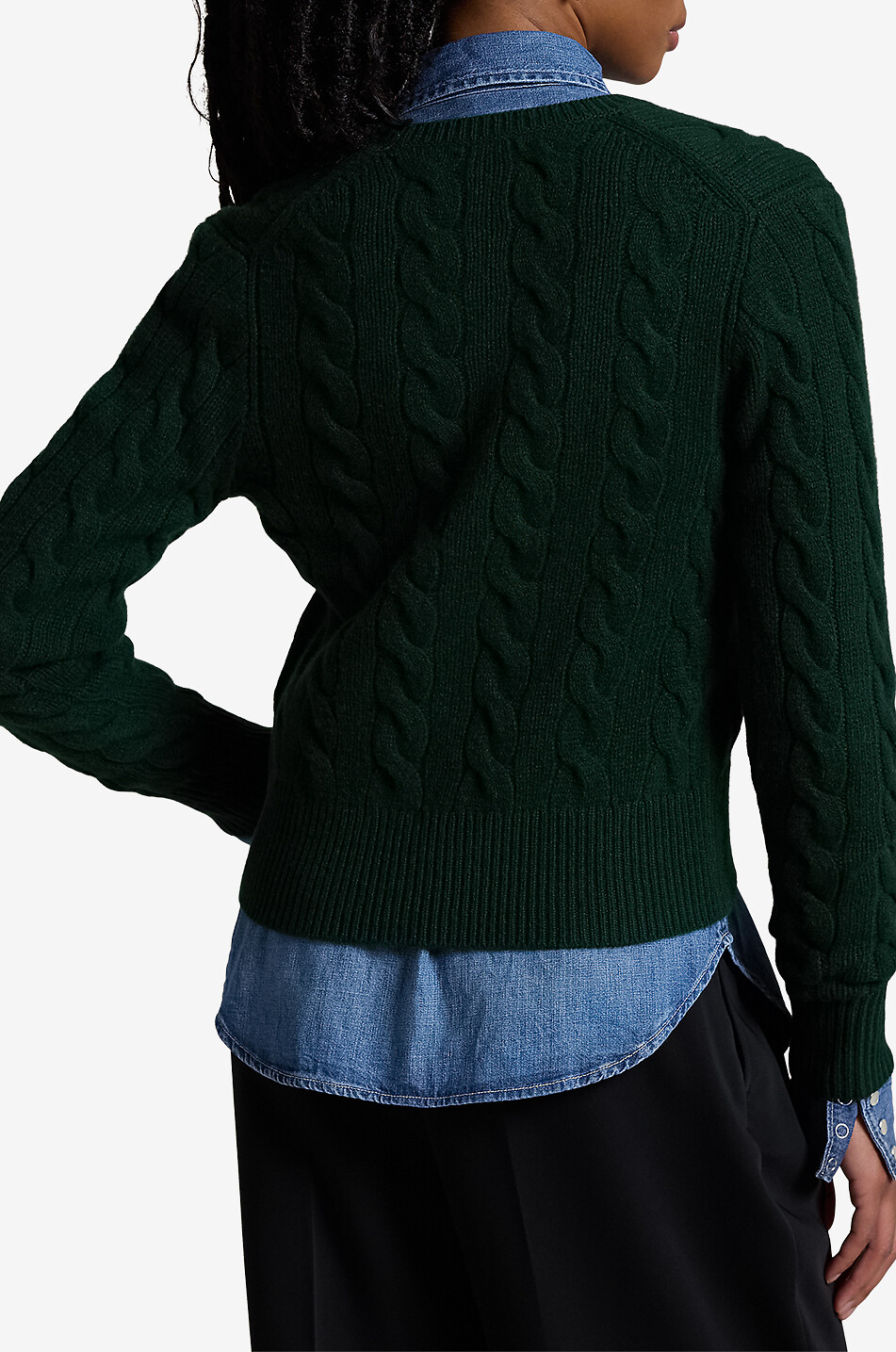 POLO RALPH LAUREN Zopfstrick-Cardigan aus Wolle und Kaschmir Damen DUNKELGRÜN 3