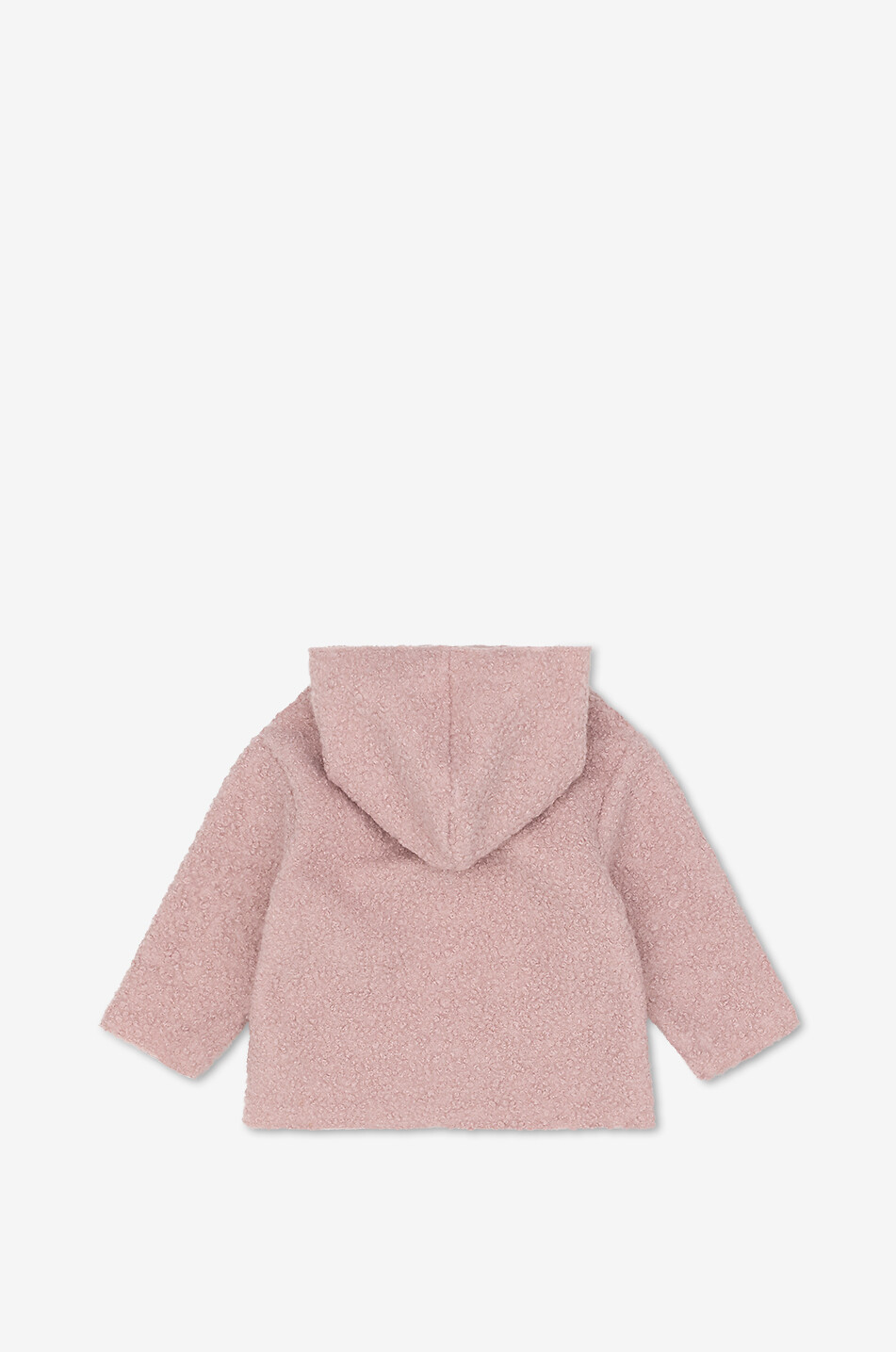 Hooded double-breasted bouclé baby coat