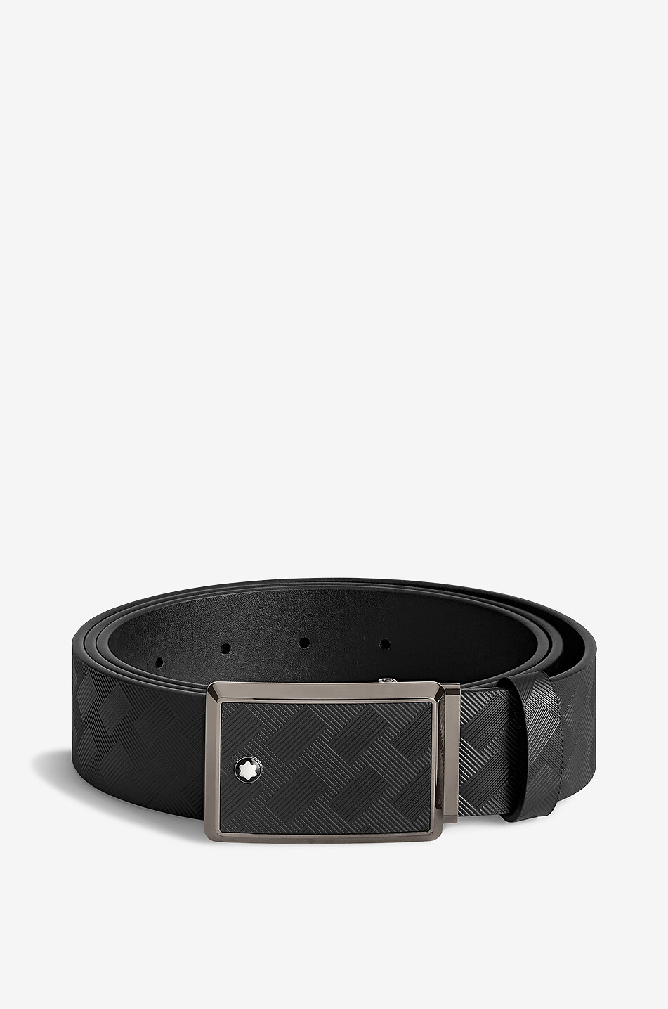 MONTBLANC Black 35 mm leather belt Men BLACK 1