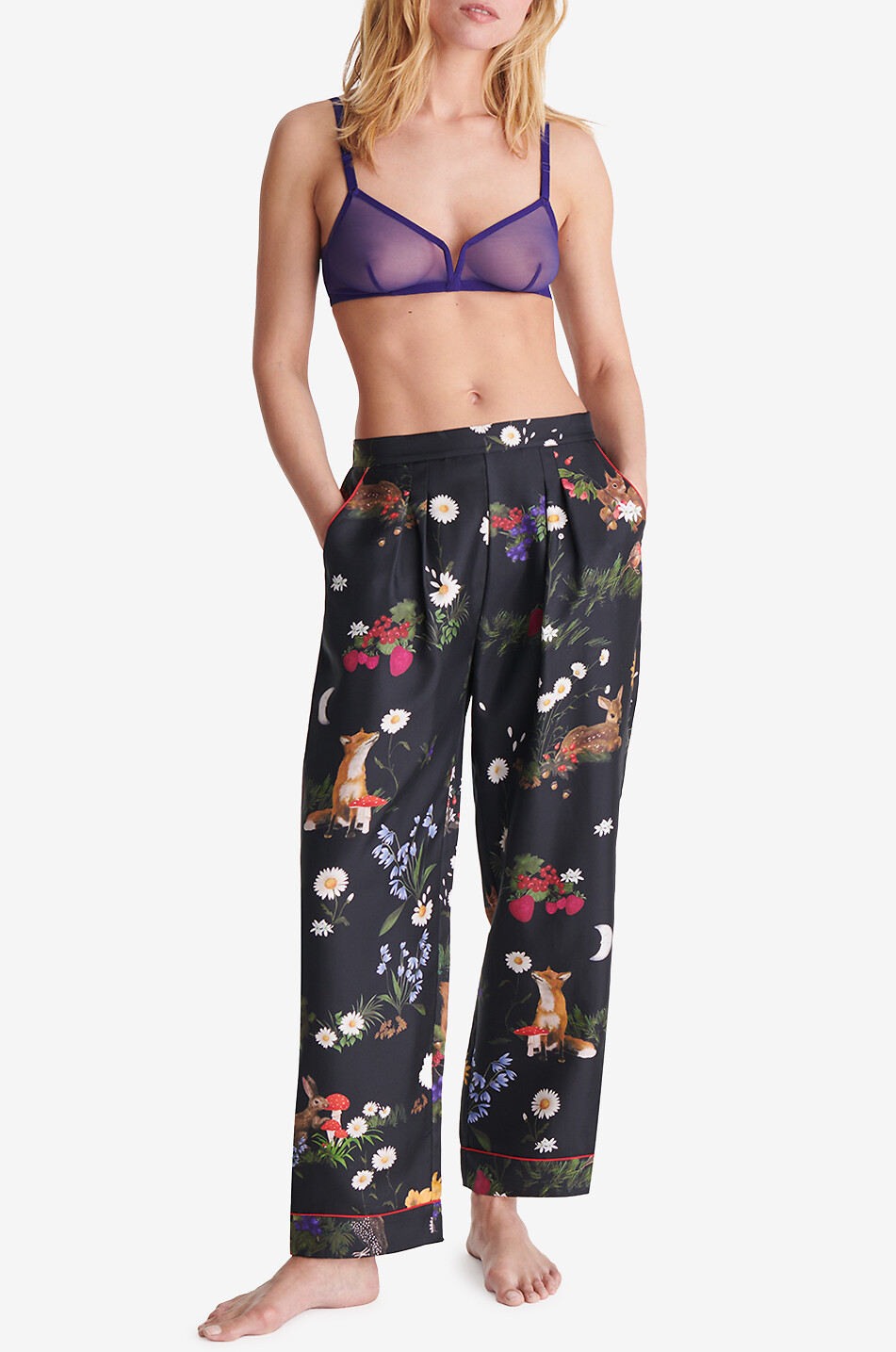 ERES Bas de pyjama en sergé de soie imprimé Poete Femme MULTICOLORE 2