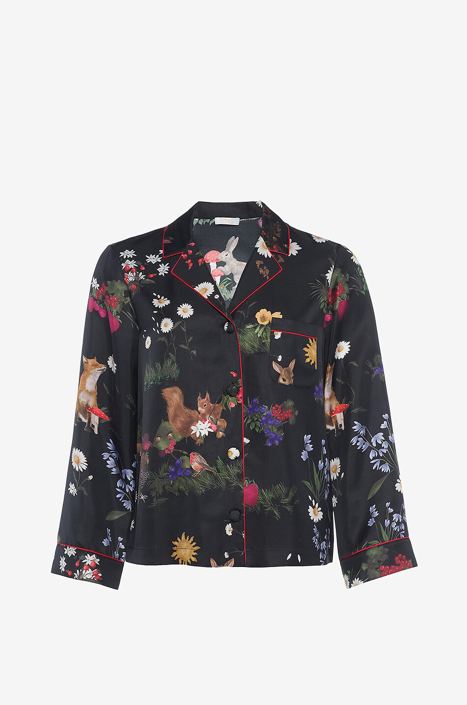 Haut de pyjama en sergé de soie imprimé Fee