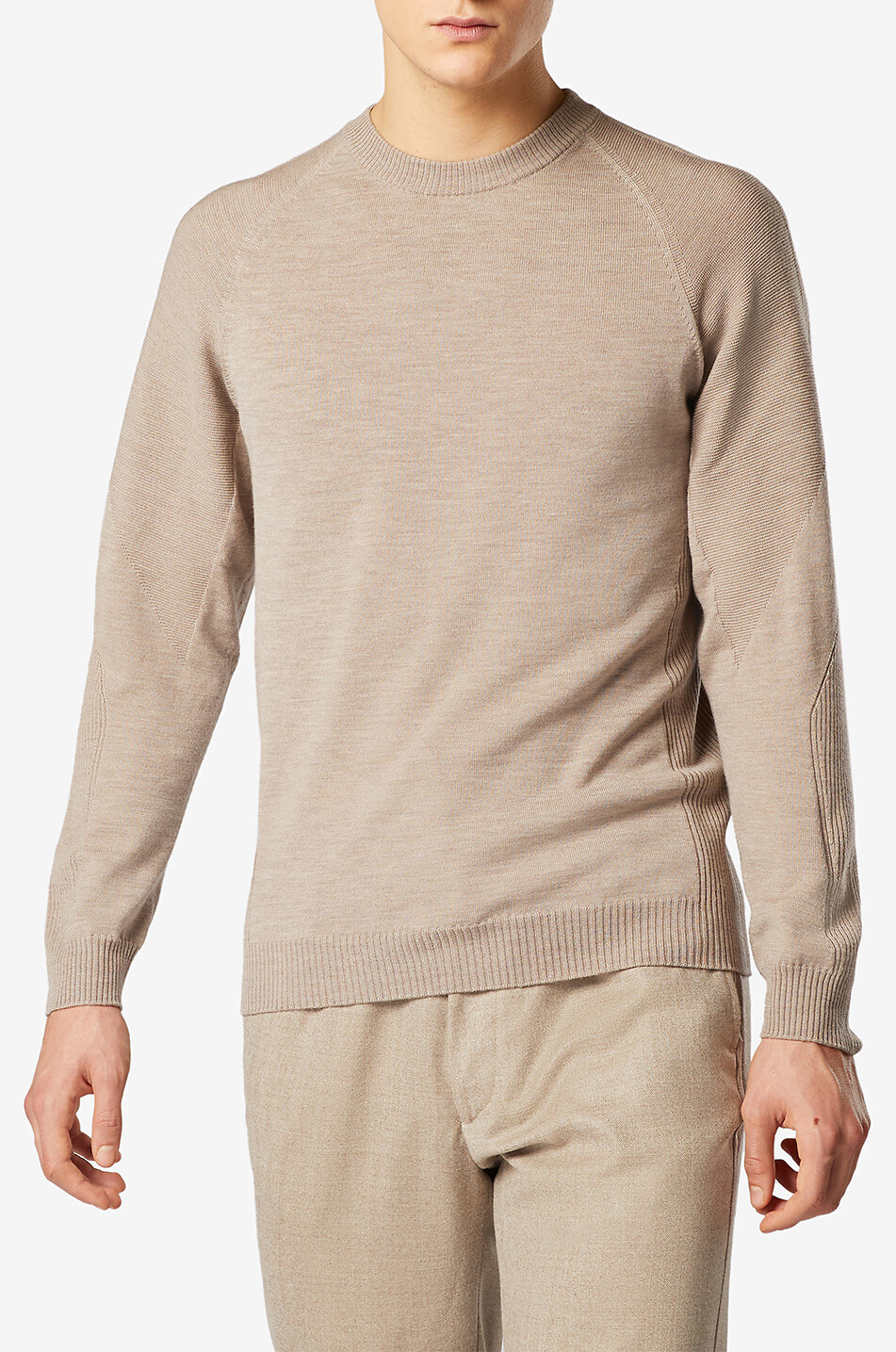 SEASE Pullover mit Rundhalsausschnitt und Raglanärmeln aus Wolle Herren BEIGE 3