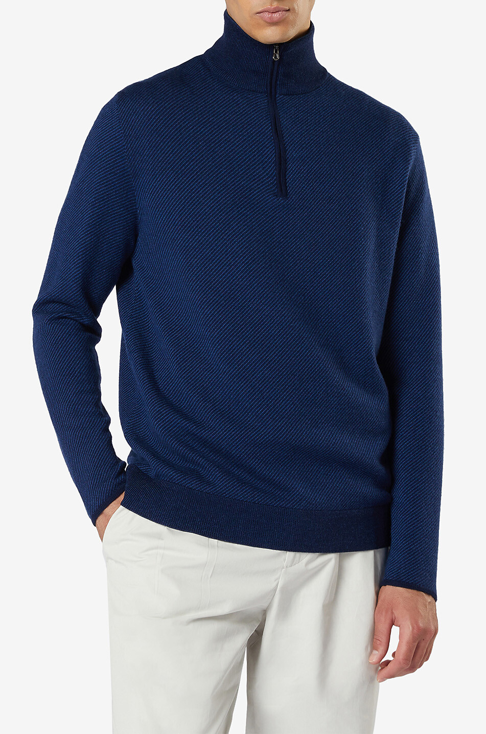 Cashmere and silk half-zip stand-up collar jumper