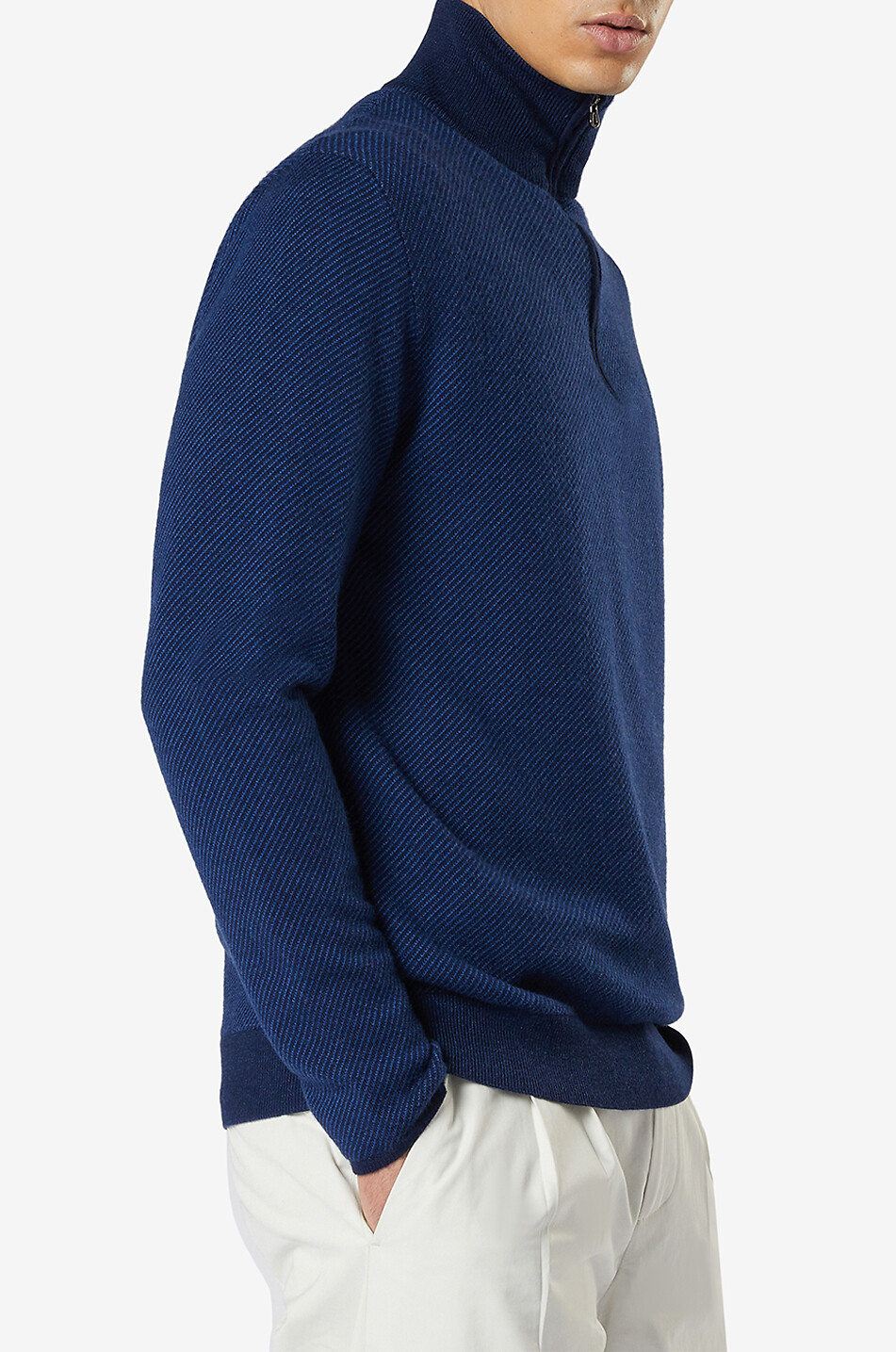 Cashmere and silk half-zip stand-up collar jumper