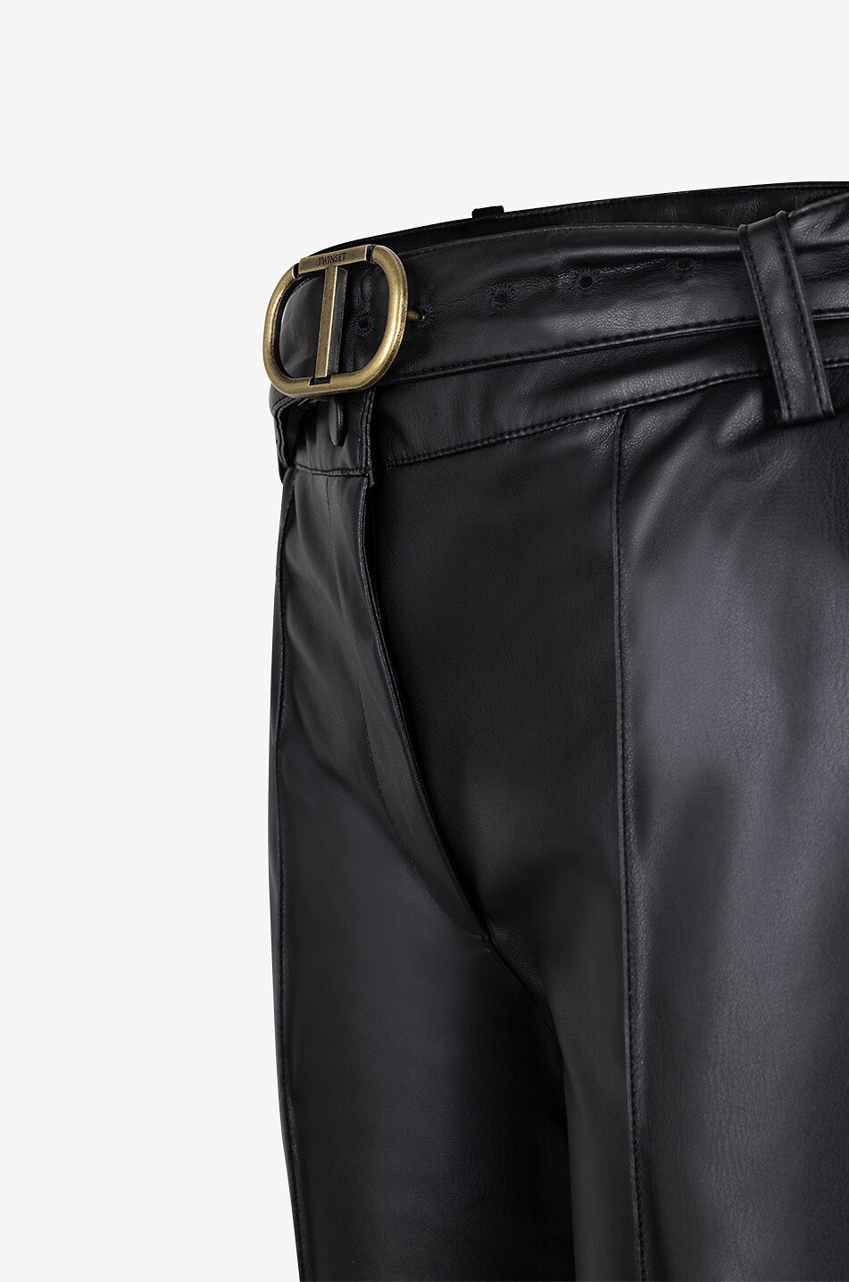 Slim-Fit-Hose aus Kunstleder mit hoher Taille