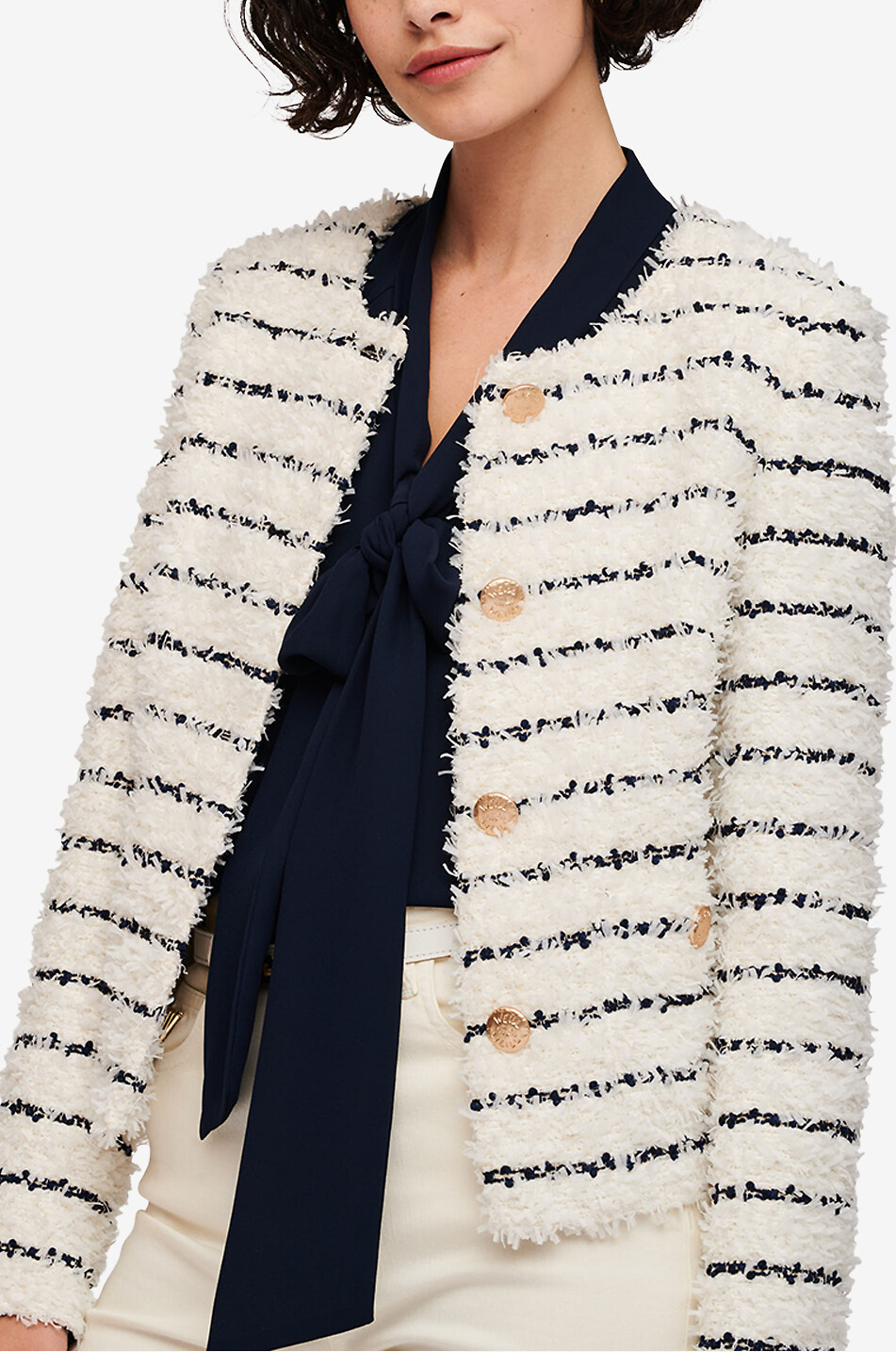 WEILL Chayne Marinière bouclé tweed jacket Women EGGSHELL 5