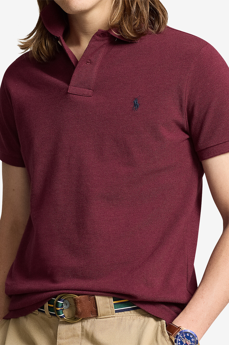 POLO RALPH LAUREN Polo en coton piqué brodé Pony Custom Slim Fit Homme ROUGE FONCÉ 5
