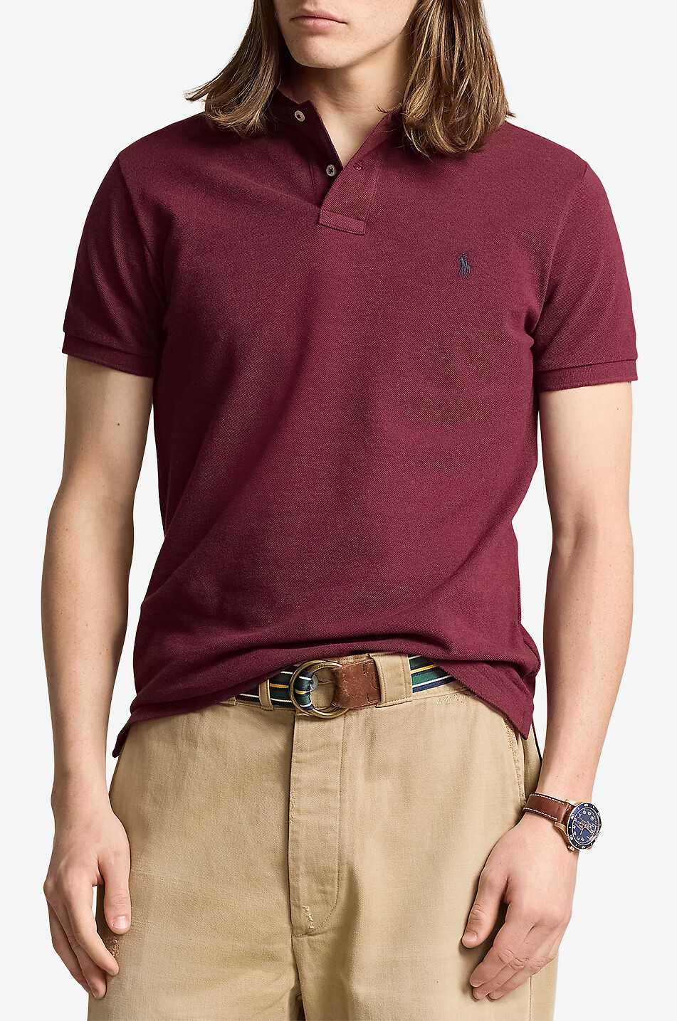 POLO RALPH LAUREN Polo en coton piqué brodé Pony Custom Slim Fit Homme ROUGE FONCÉ 2