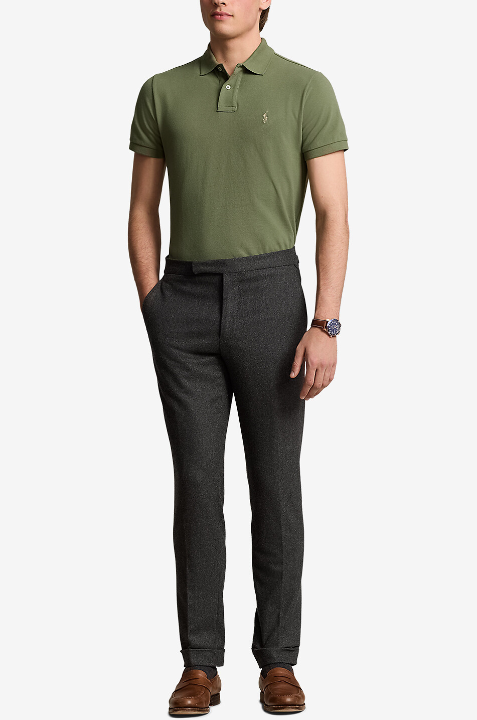 POLO RALPH LAUREN Custom Slim Fit Pony embroidered piqué cotton polo shirt Men Green 4