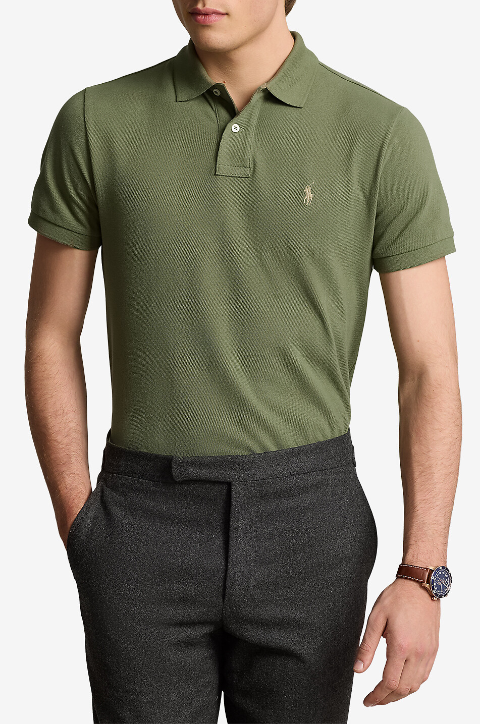 POLO RALPH LAUREN Custom Slim Fit Pony embroidered piqué cotton polo shirt Men Green 2
