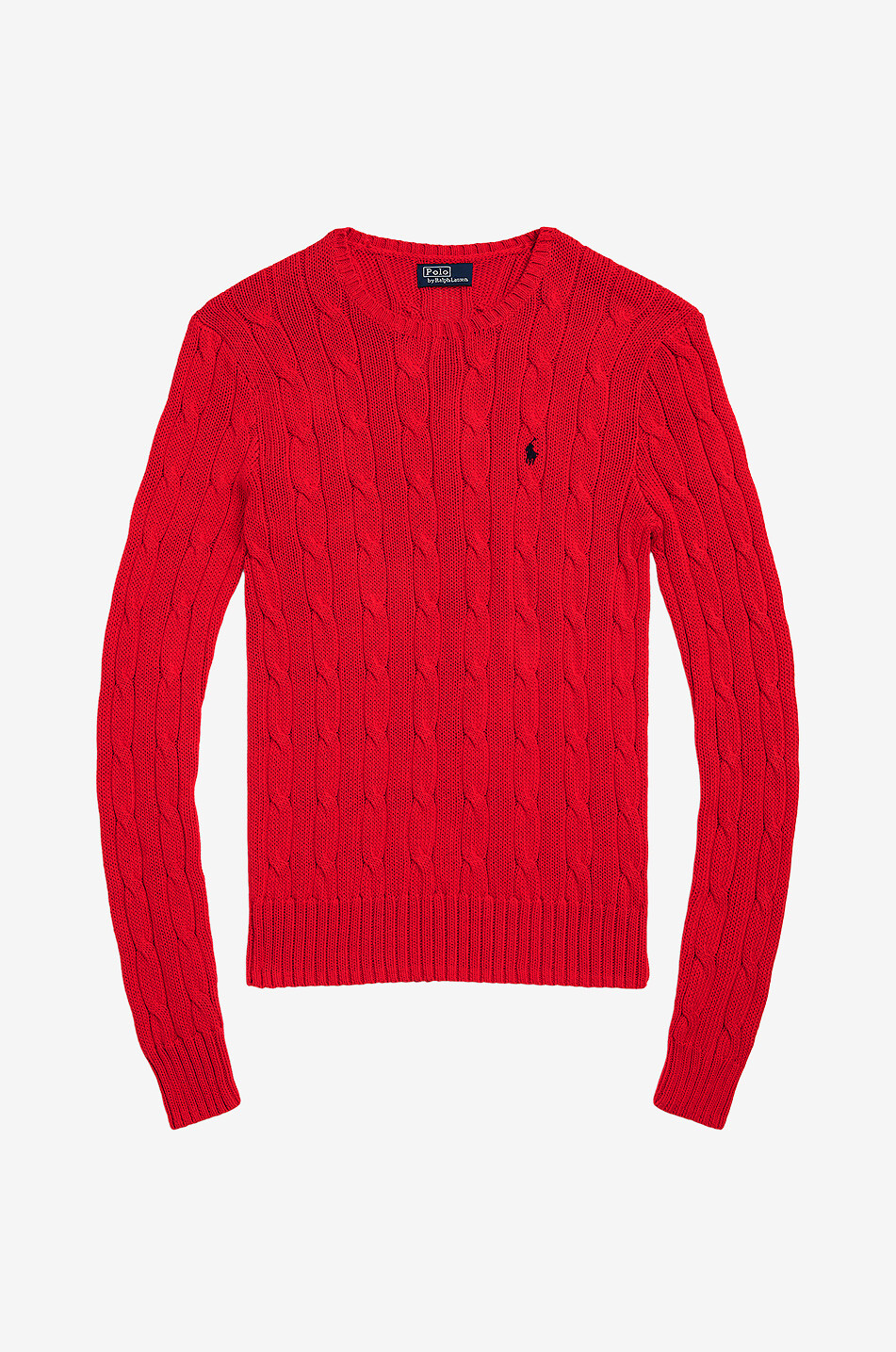 Pony crewneck cable-knit cotton jumper