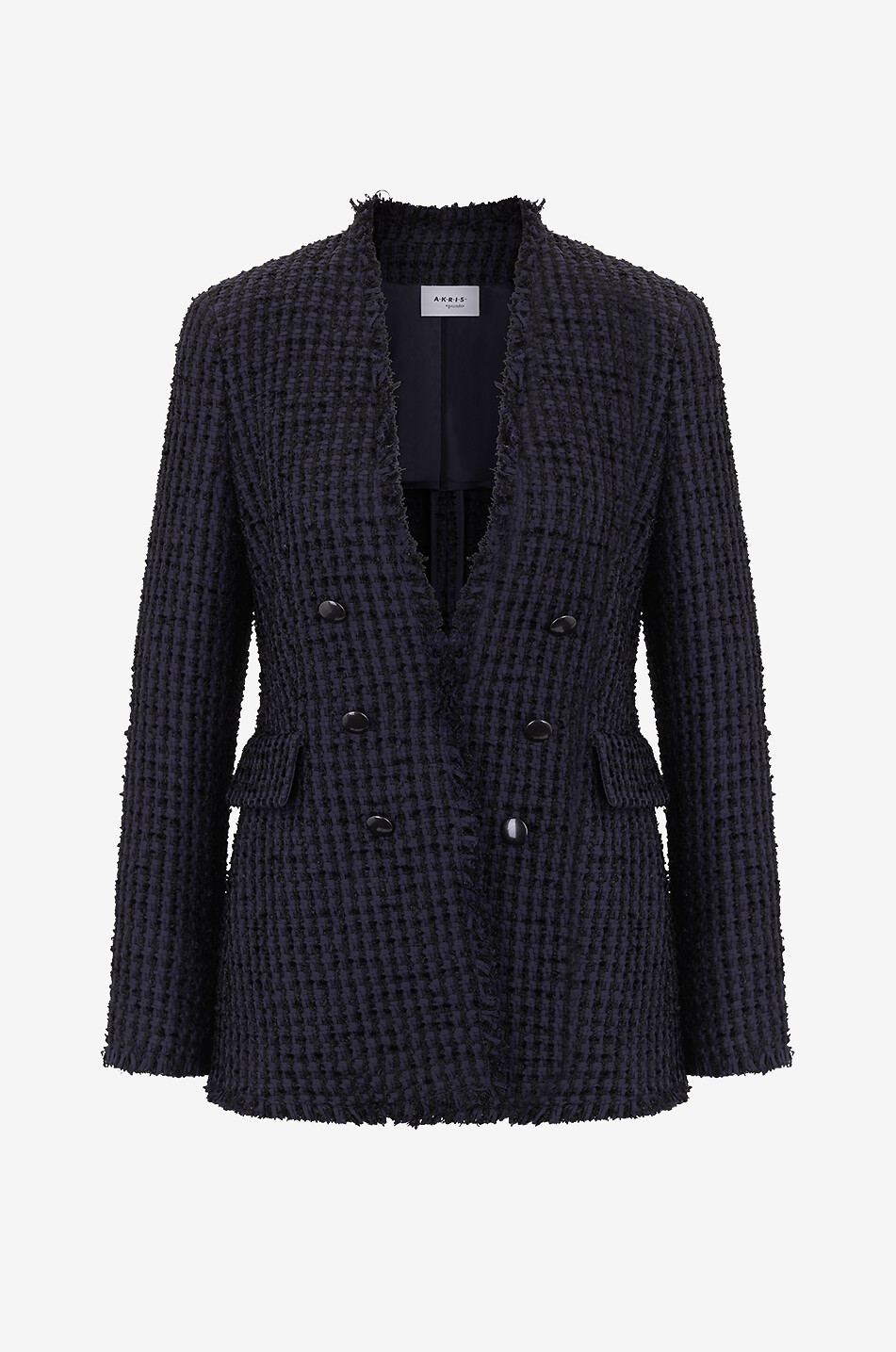 Blazer cintré en tweed effet boutonnage double