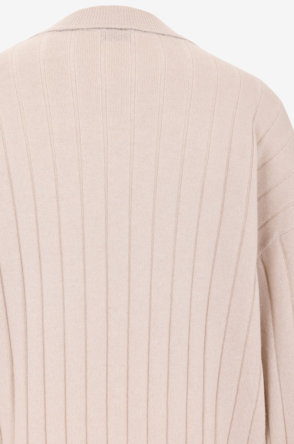 BRUNELLO CUCINELLI Pull à côtes et col rond en cachemire détail Monile Femme BEIGE 3