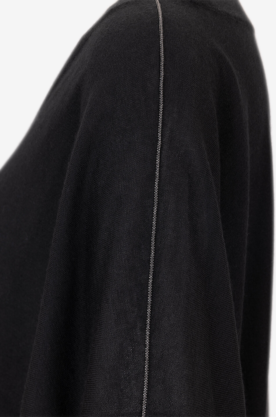 BRUNELLO CUCINELLI Feiner weiter Pullover mit V-Ausschnitt und Monile an den Schultern Damen SCHWARZ 3