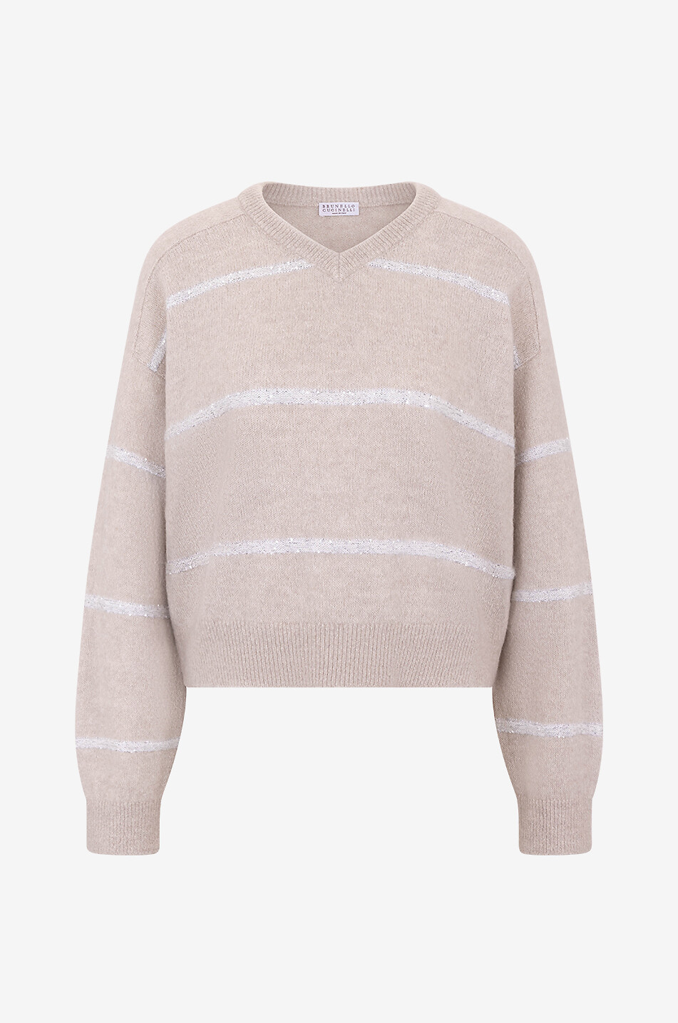 Pull boxy à col V en laine et alpaga Dazzling Stripes