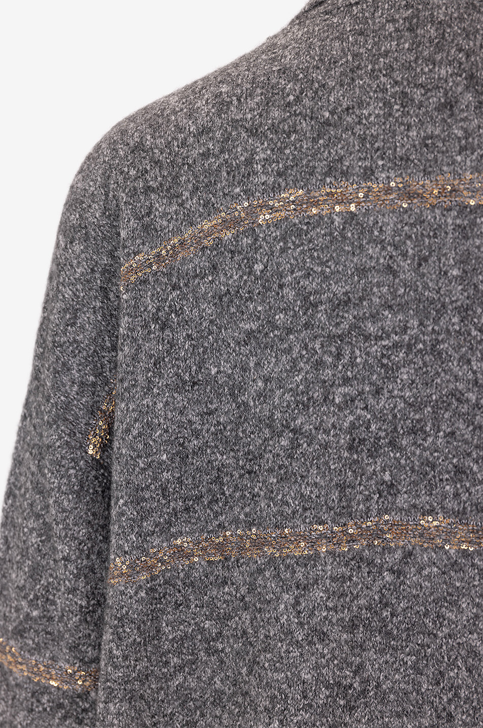 BRUNELLO CUCINELLI Dazzling Stripes loose mottled alpaca and woll turtleneck jumper Women DARK GREY 3