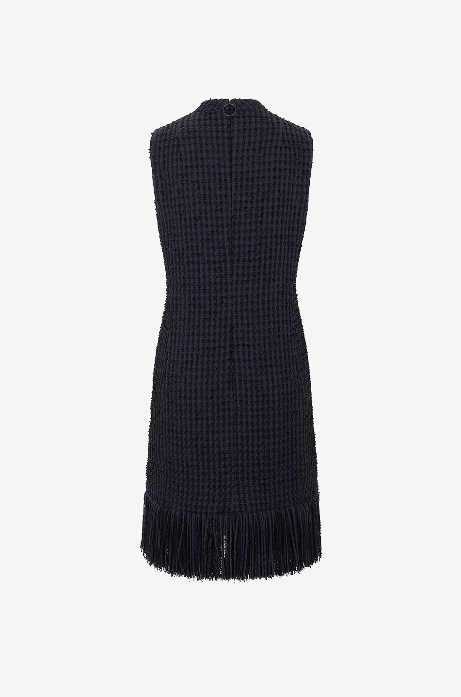 Robe courte sans manches en tweed à ourlet franges