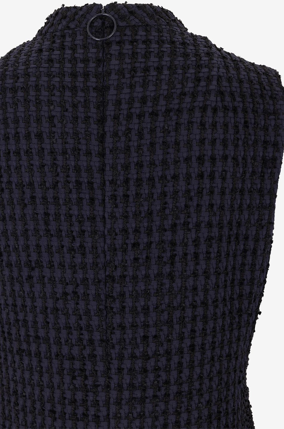Robe courte sans manches en tweed à ourlet franges