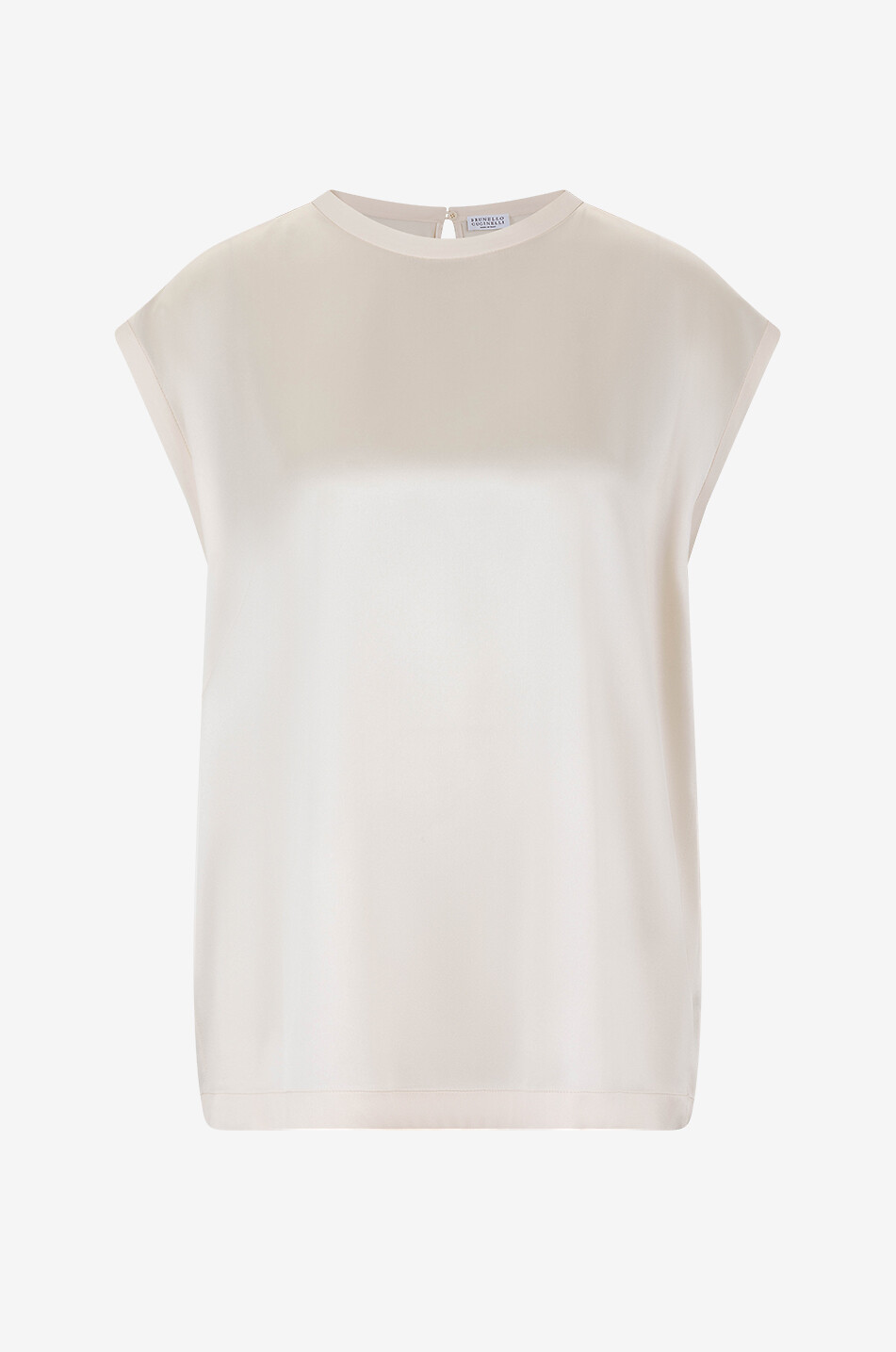 BRUNELLO CUCINELLI Monile adorned sleeveless silk satin top Women EGGSHELL 1