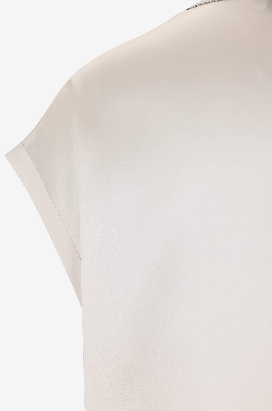 BRUNELLO CUCINELLI Monile adorned sleeveless silk satin top Women EGGSHELL 3