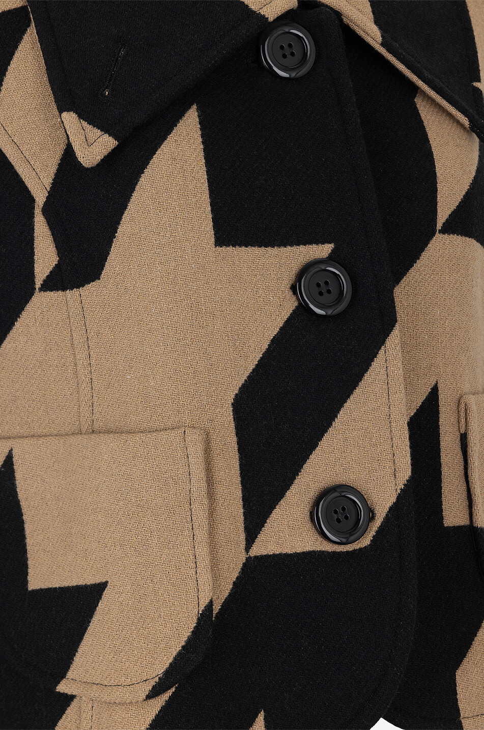 Boxy-Jacke aus Wollmix mit Makro-Hahnentrittmuster