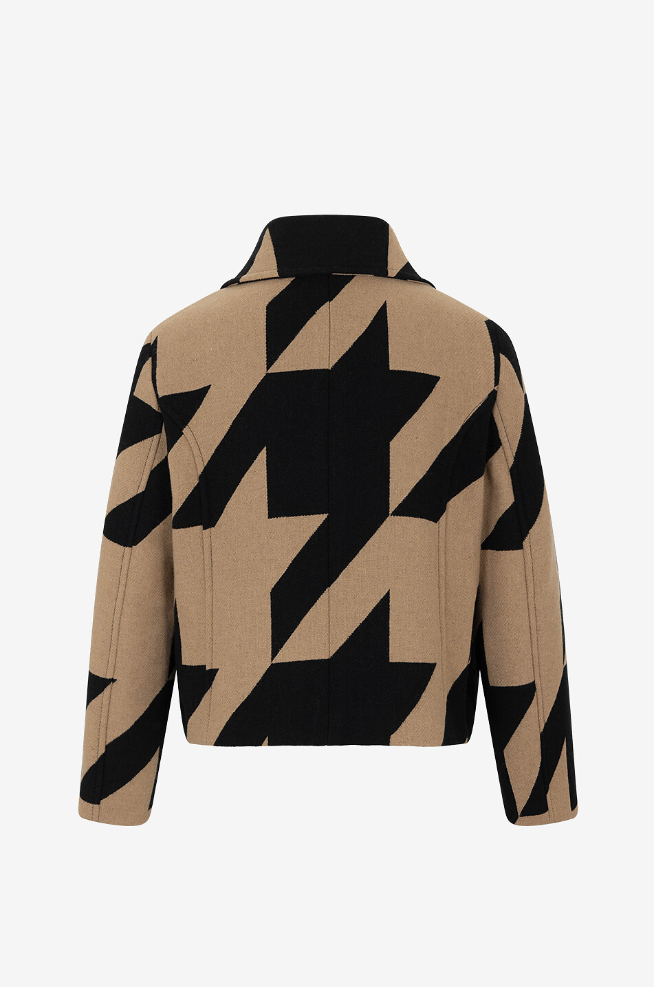Boxy-Jacke aus Wollmix mit Makro-Hahnentrittmuster