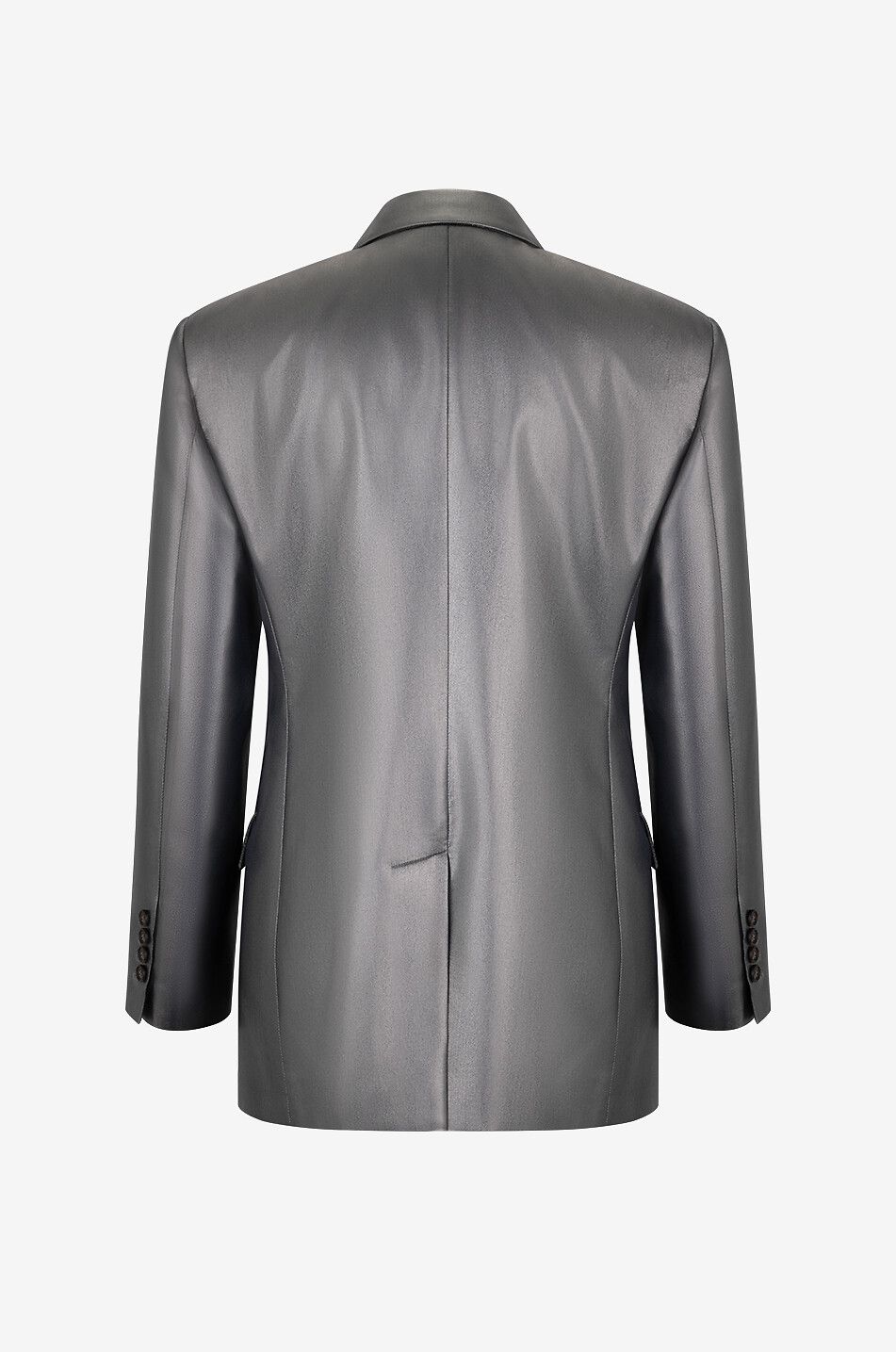 BRUNELLO CUCINELLI Zweireihiger Blazer aus Seidentwill-Lamé Monile Damen DUNKELGRAU 2