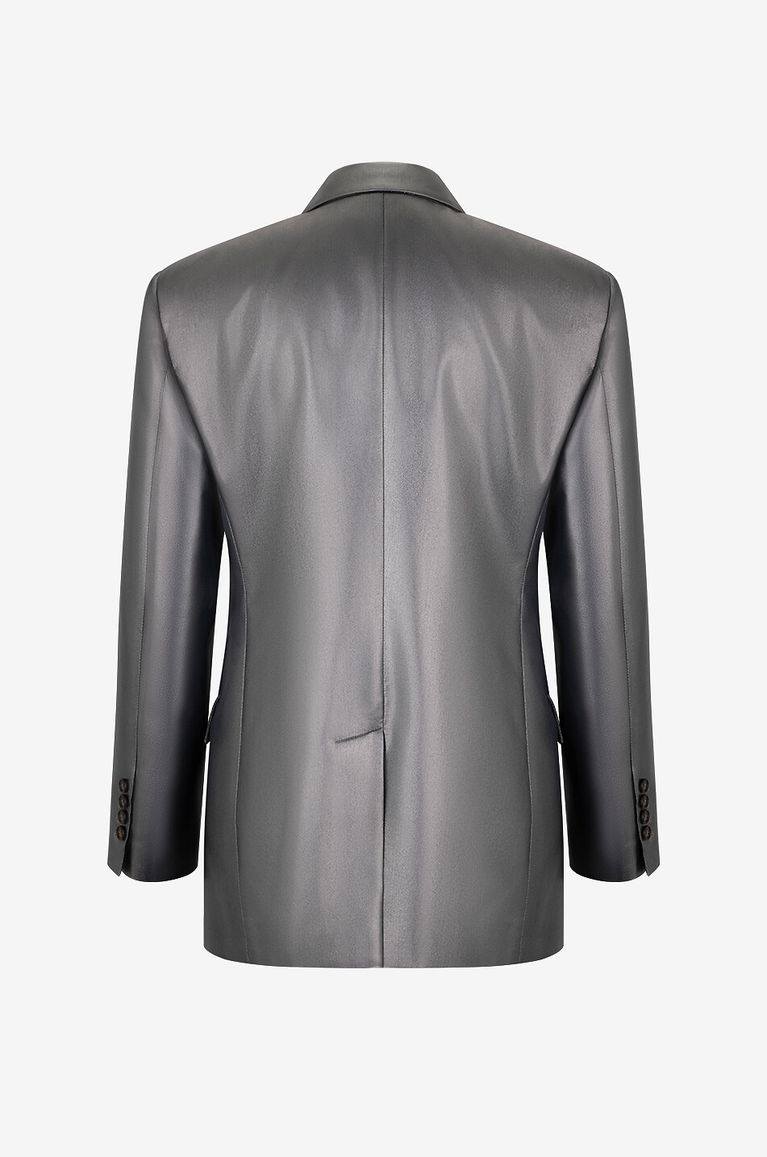 BRUNELLO CUCINELLI Blazer à boutonnage double en sergé de soie lamé Monile Femme GRIS FONCÉ 2