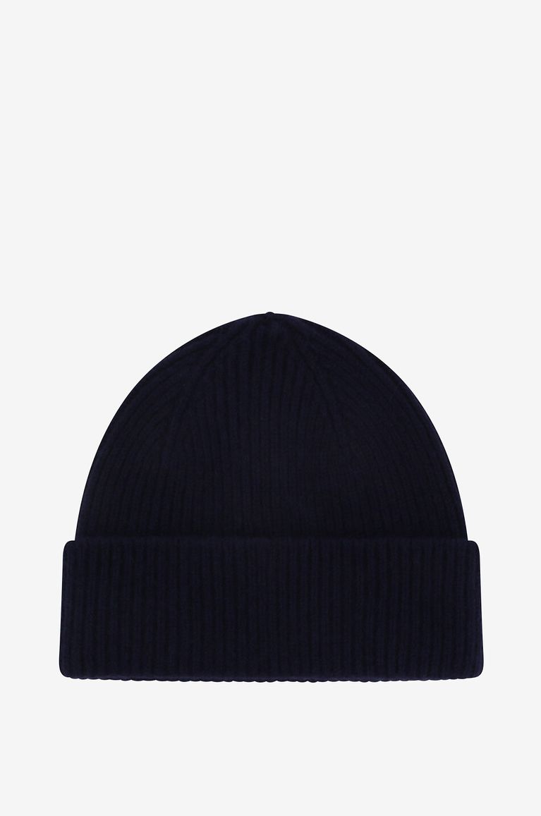 BONGÉNIE Bonnet côtelé en laine et angora Barba Homme BLEU FONCE 1