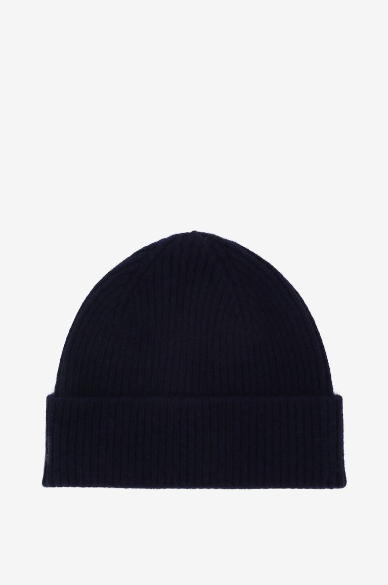 BONGÉNIE Bonnet côtelé en laine et angora Barba Homme BLEU FONCE 2