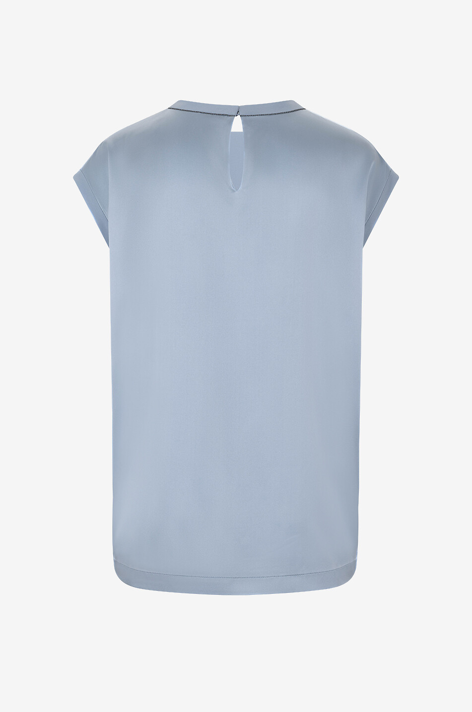BRUNELLO CUCINELLI Top sans manches en satin de soie stretch détail Monile Femme BLEU CLAIR 2