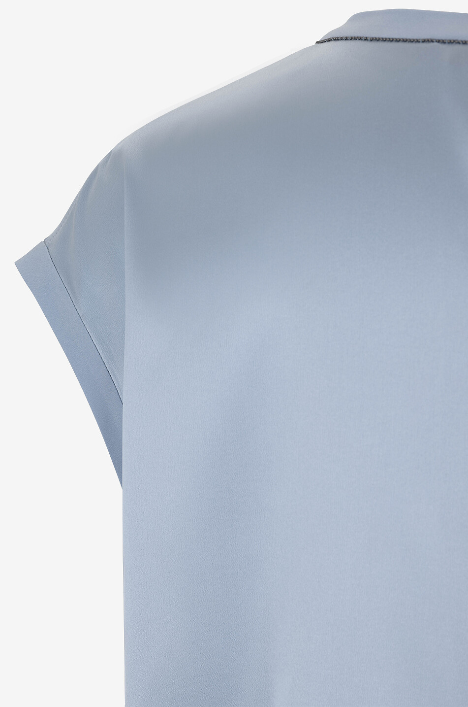 BRUNELLO CUCINELLI Top sans manches en satin de soie stretch détail Monile Femme BLEU CLAIR 3