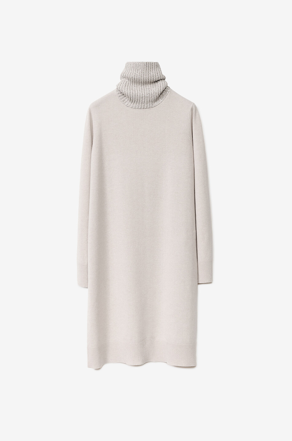 Robe pull courte en fil Platinum à col roulé scintillant