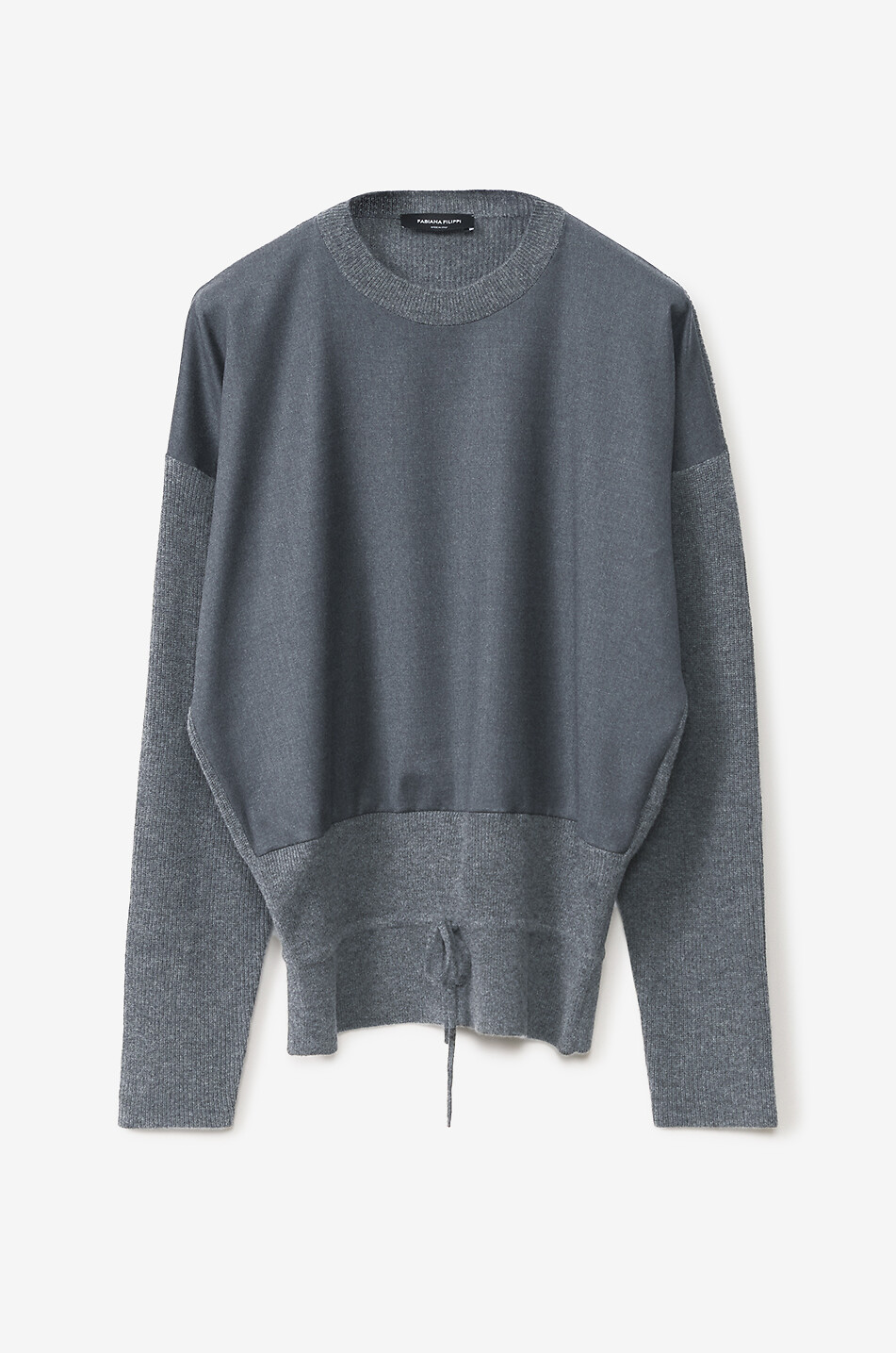 Strick- und Flanell-Pullover mit niedrigem Bund