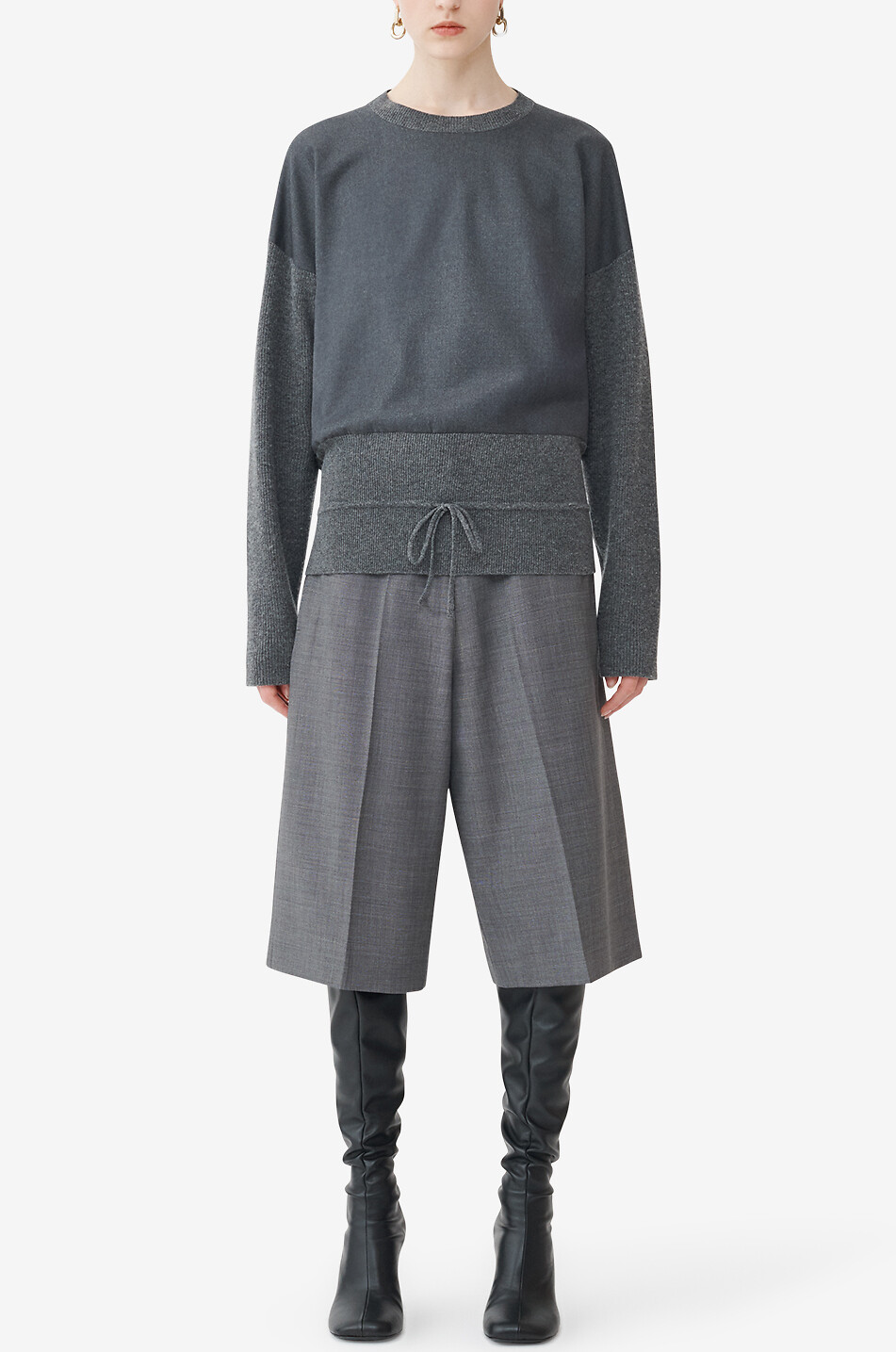 Pull en maille et flanelle à taille basse