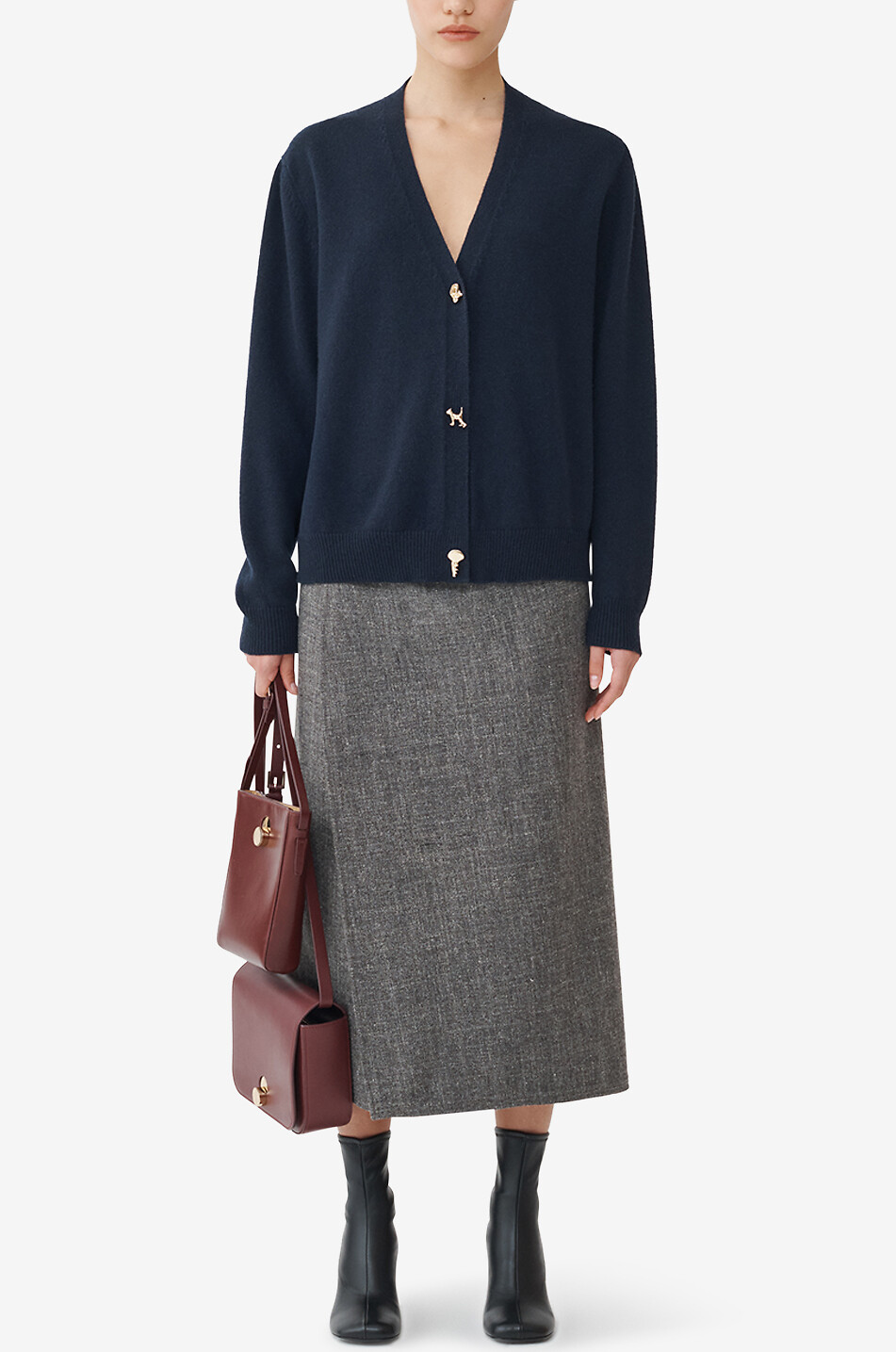 FABIANA FILIPPI Cardigan à col V en cachemire à boutons Fabula Femme BLEU FONCE 2