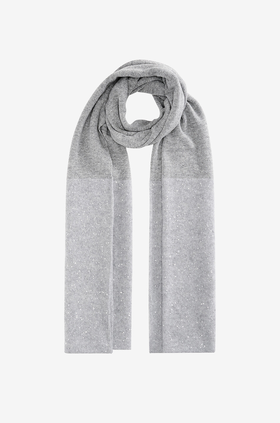 Sequined Platinum thread maxi knit scarf