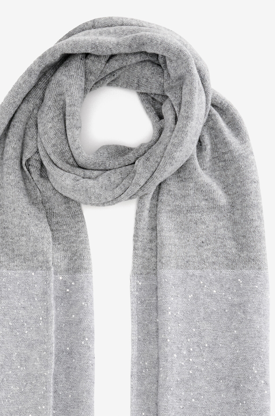 FABIANA FILIPPI Sequined Platinum thread maxi knit scarf Women GREY 3