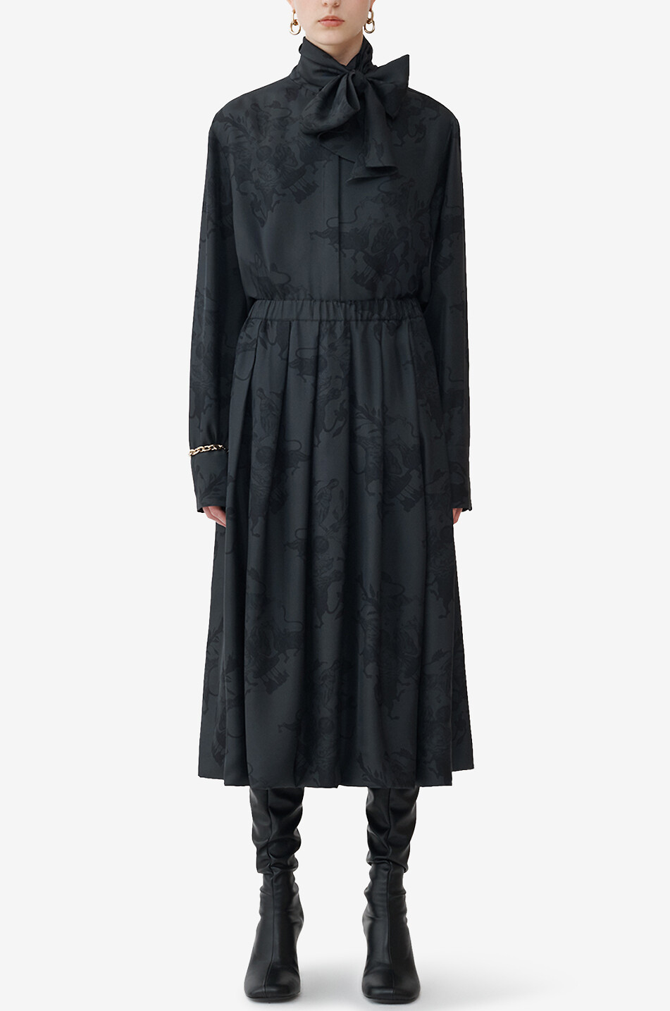 Fabula Mundi printed silk blouse with necktie