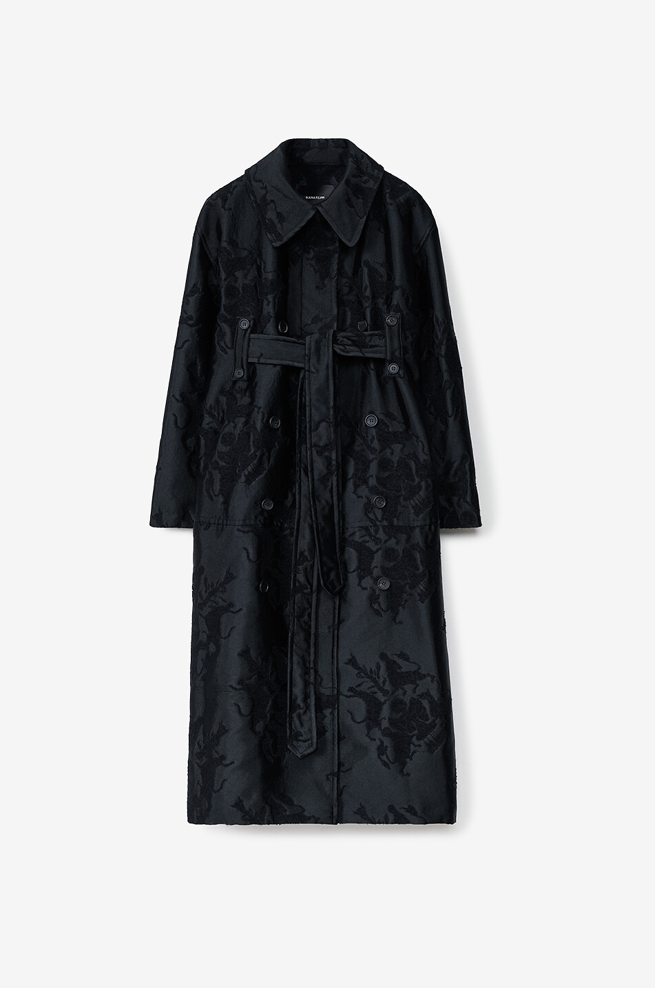 FABIANA FILIPPI Weiter Dreiviertel-Jacquard-Mantel mit Wappenmotiven Damen SCHWARZ 1