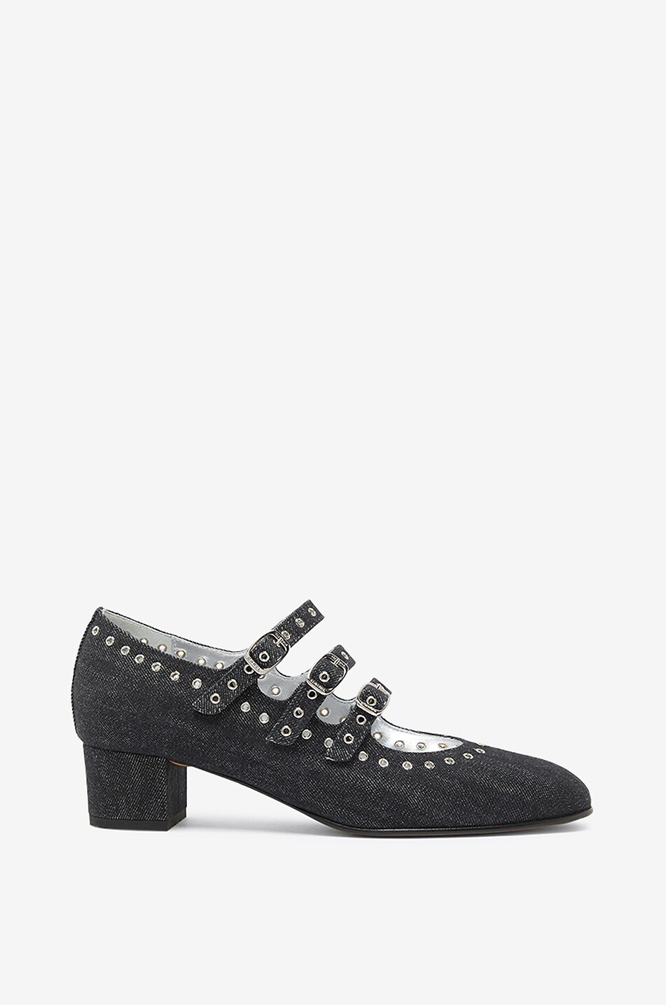 Camden 50 eyelet-adorned denim Mary Jane shoes
