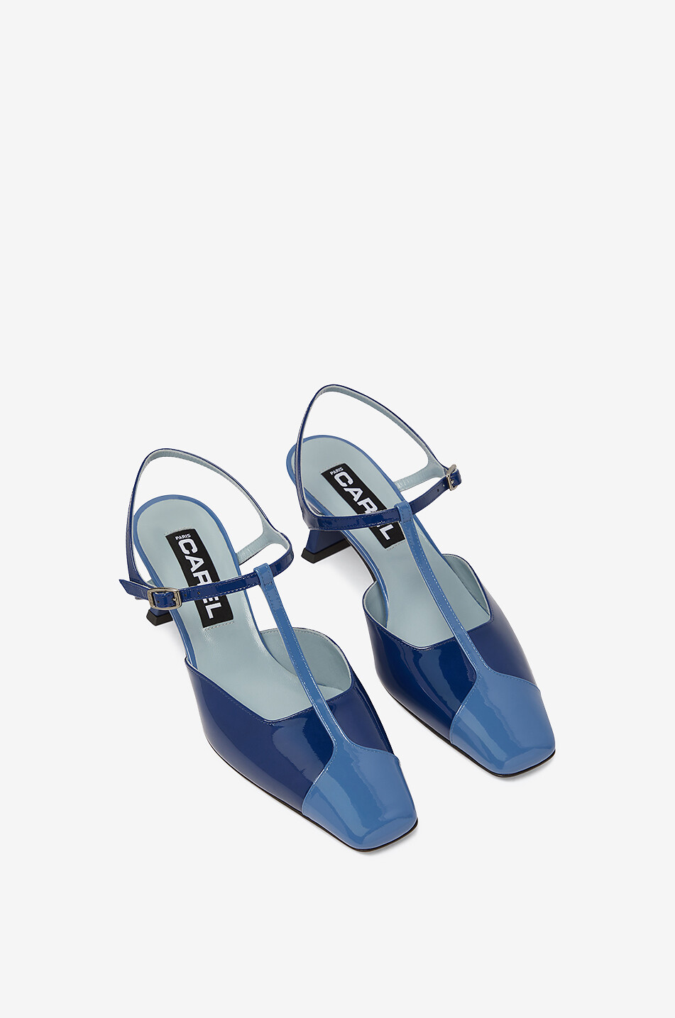 CAREL Isadora 55 bicolour patent leather T-strap pumps Women BLUE 3