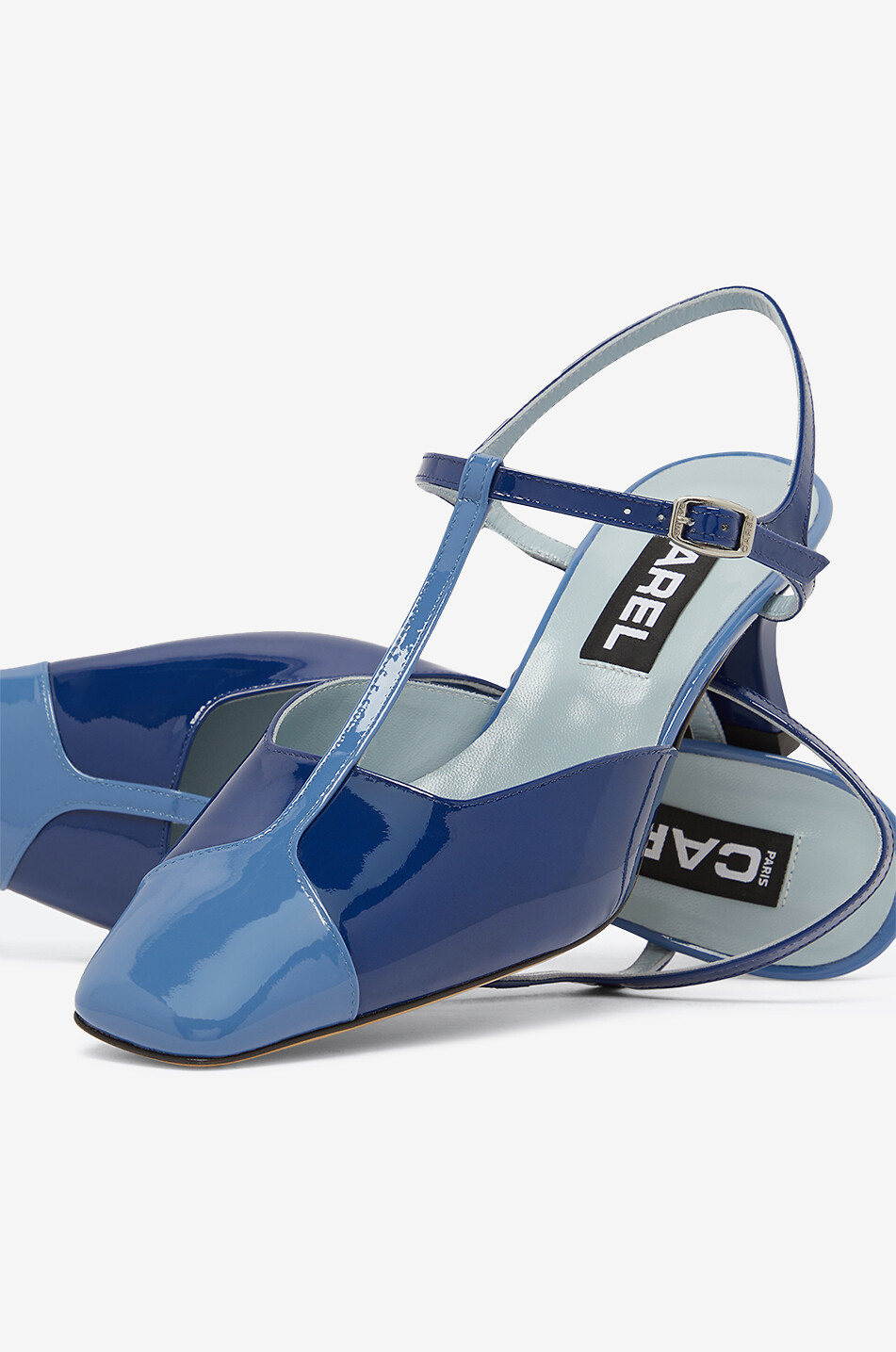CAREL Isadora 55 bicolour patent leather T-strap pumps Women BLUE 5