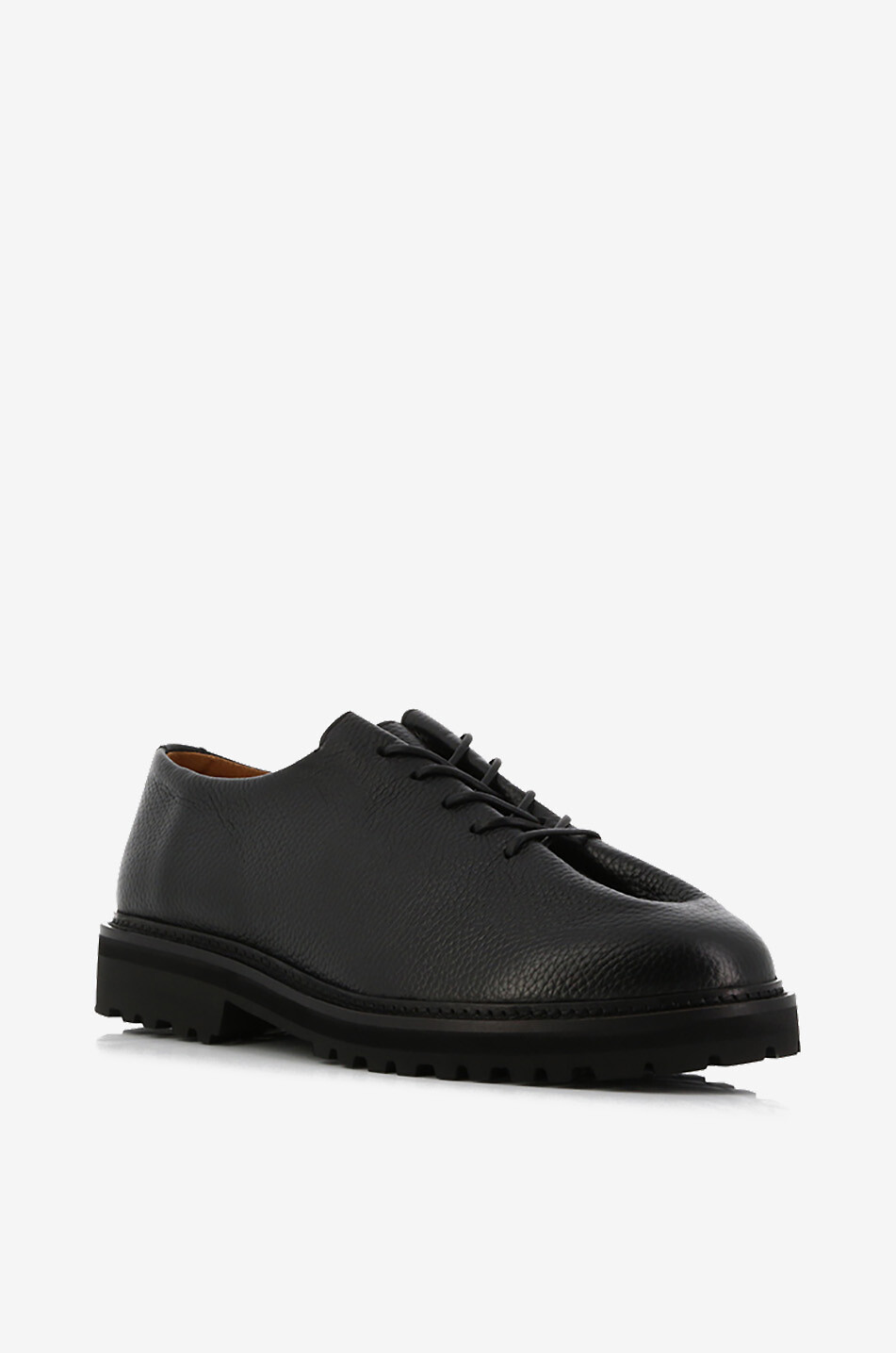 JACQUES SOLOVIERE Edouard Lug lace-up derby shoes in grained leather Men BLACK 1