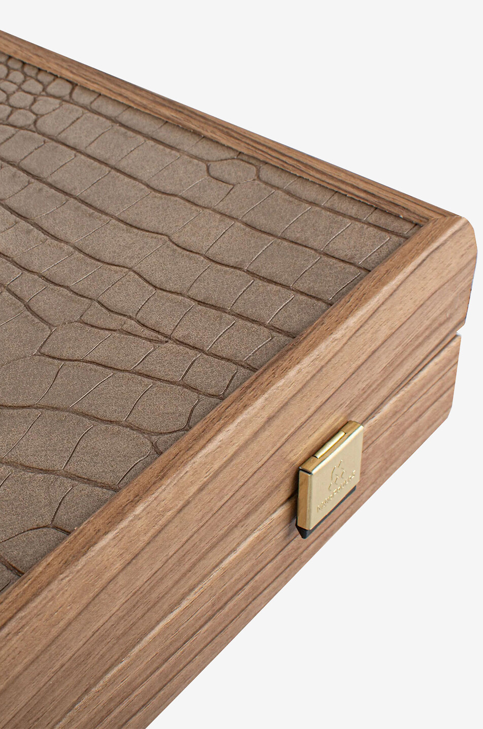 MANOPOULOS Backgammon-Spiel aus Holz und Kunstleder Premium Crocodile Tote Haus GRAU 4