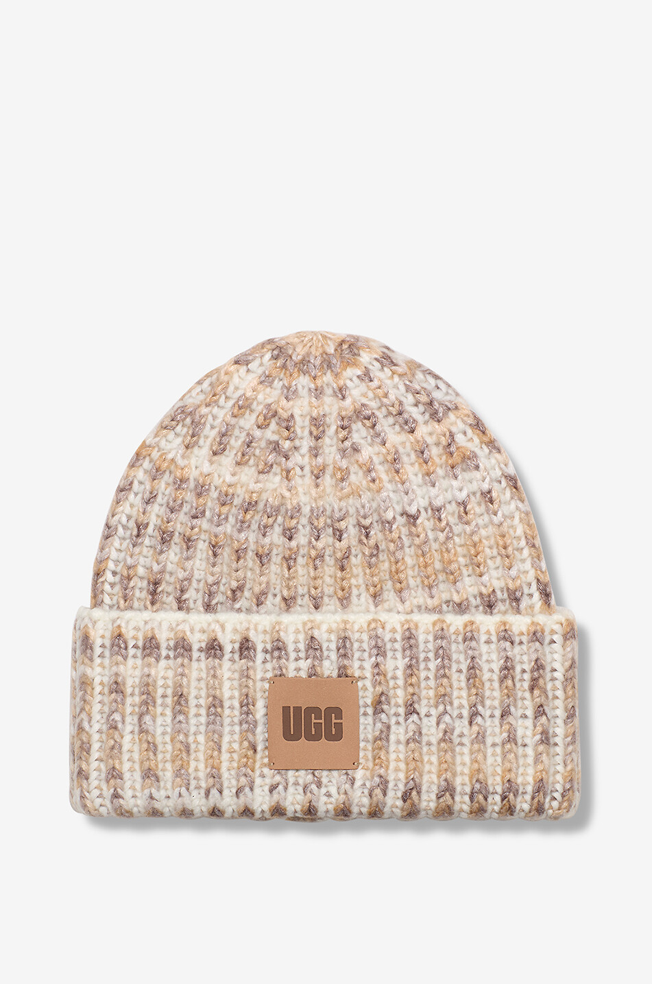 Chunky Space Dye rib knit beanie with leather patch UGG Bongenie