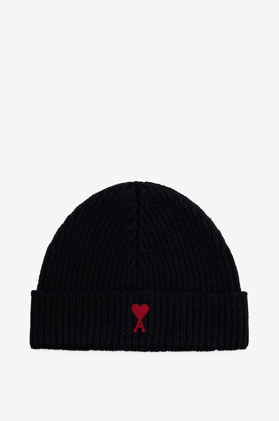 AMI Ami de Coeur rib-knit merino wool beanie Women BLACK 1