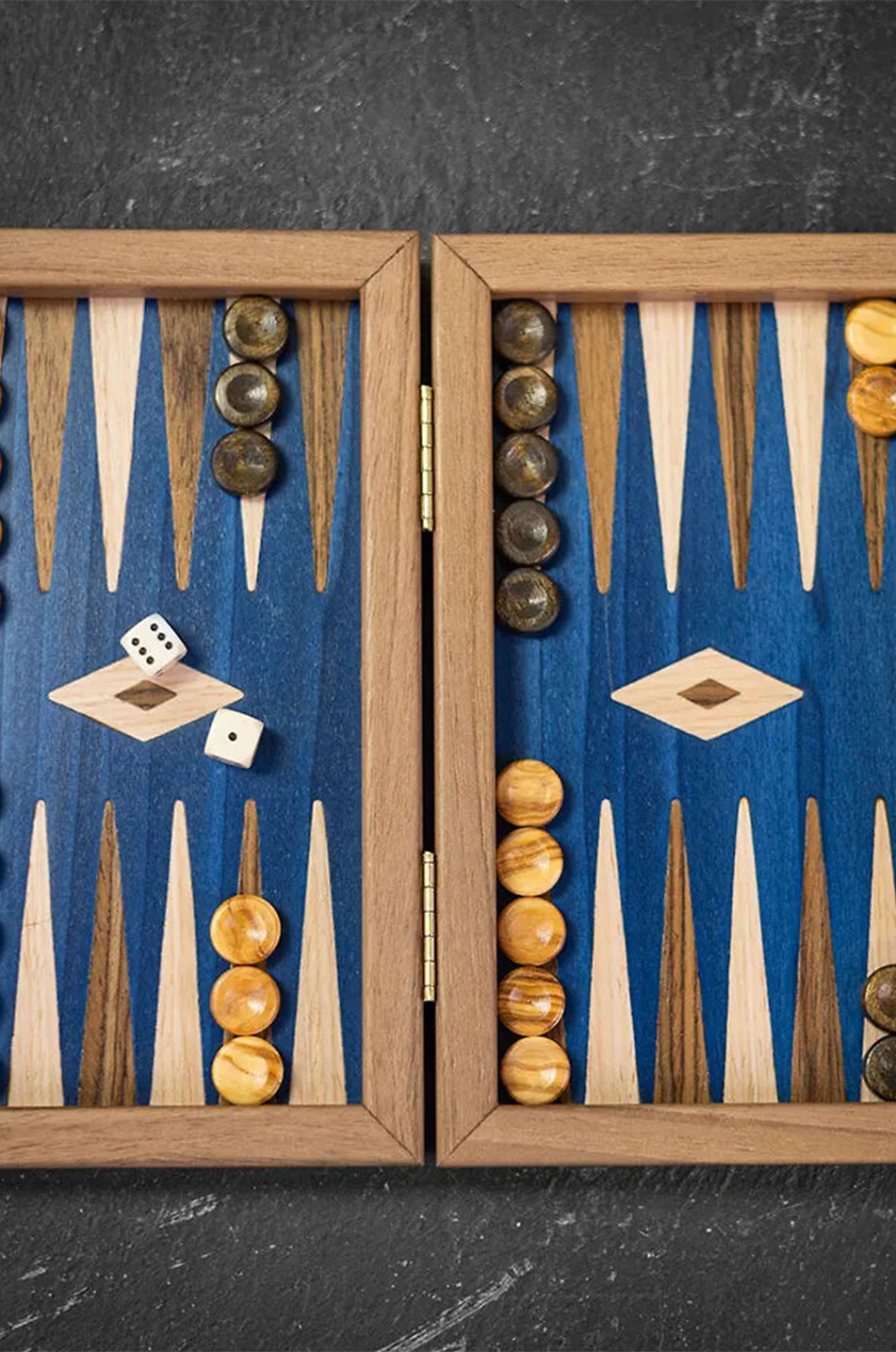 Jeu de Backgammon en bois American Blue Walnut Inlaid